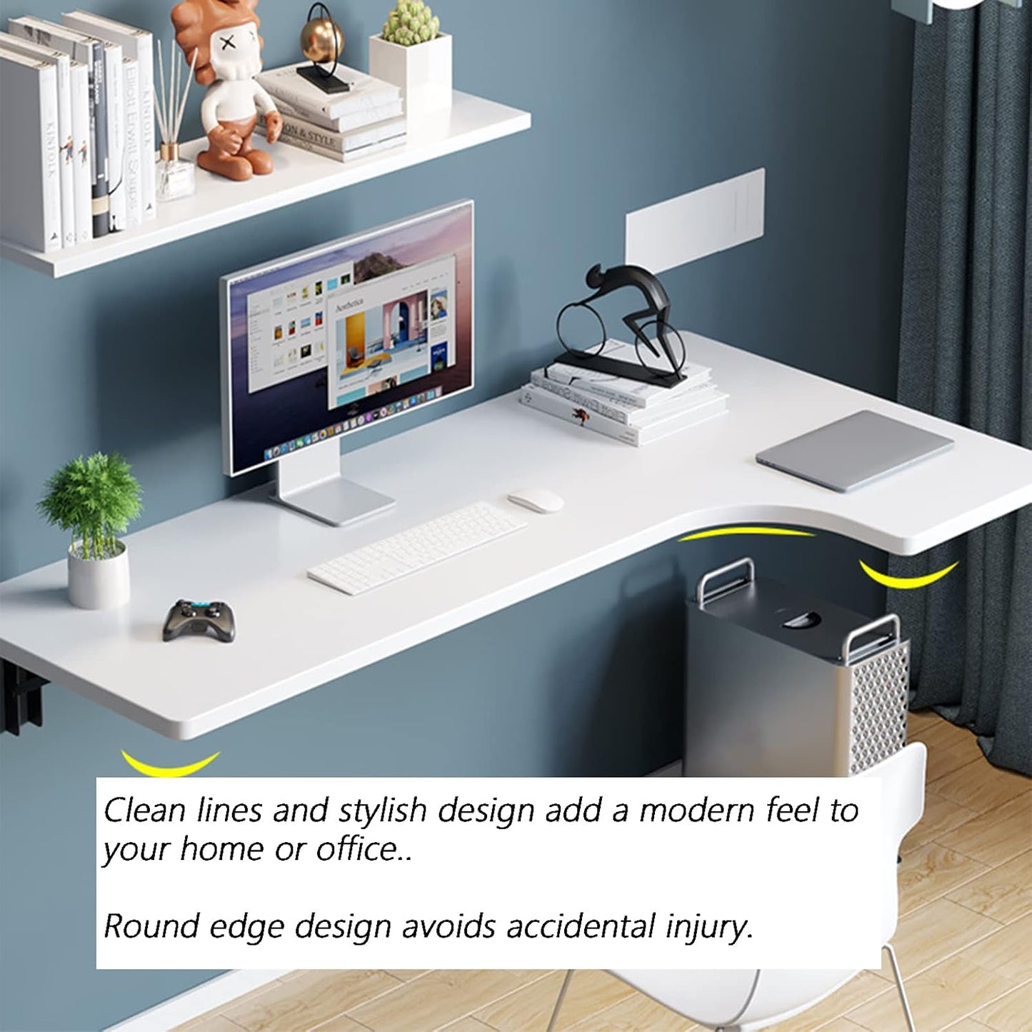 Wall Mounted L-Shape Corner Desk Home Office Corner Table Floating Laptop Desk Fold Down For Study, Bedroom, Bathroom Or Balcony(110X60X40cm(43.3X23.6X15.7in),black)