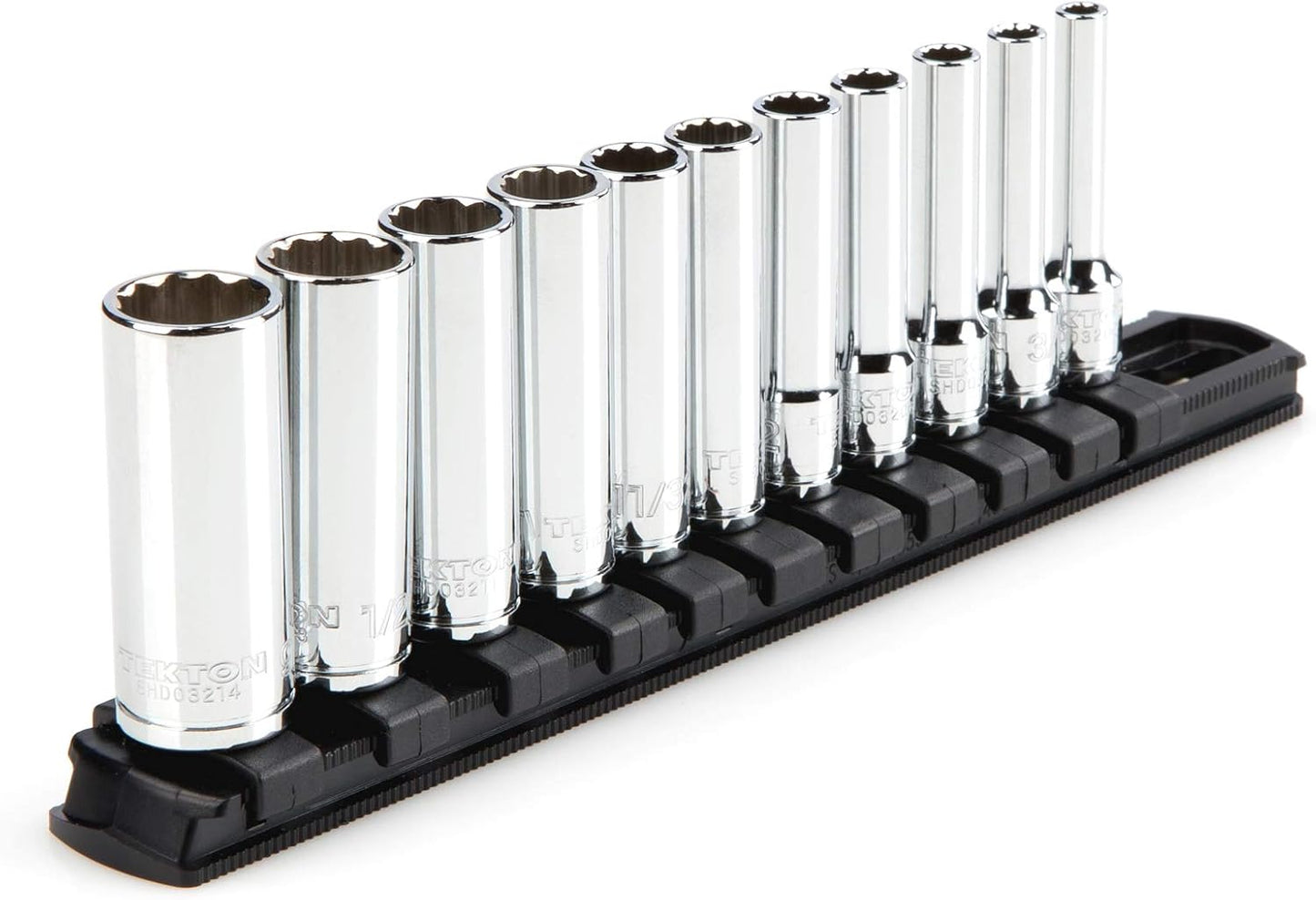 TEKTON 1/4 Inch Drive 12-Point Socket Set with Rails and Tray, 22-Piece (5/32-9/16 in.) | SHD90213