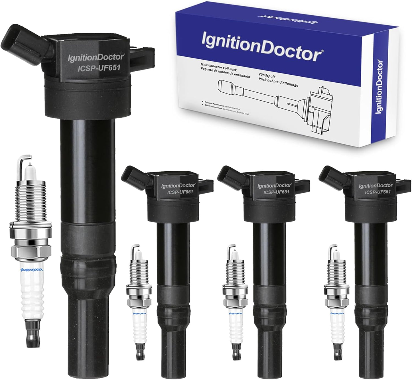 Set of 6 Iridium Spark Plug Ignition Coil Compatible with Avenger Grand Caravan Dodge Journey Jeep Wrangler Chrysler 200 300 Town & Country RAM 1500 2500 3500 Durango 3.6L V6 UF648 9407