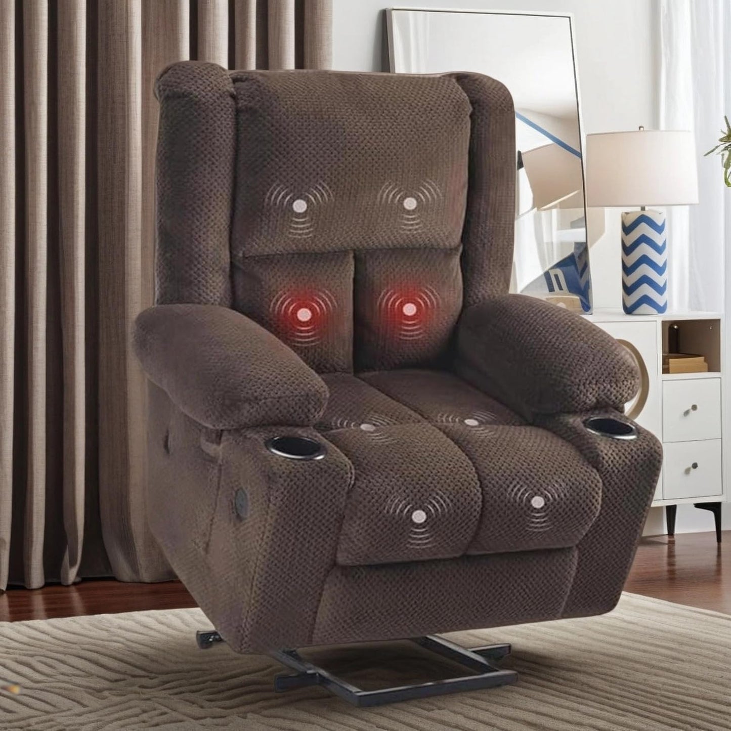 Swivel Rocker Recliner with 360 Degree Swivel, Small Recliners with 30 Degree, 90-150 Degree Angle, Faux Leather Lift Chair for Home Theater Seating, Adults, Living Room, Bedroom, Black