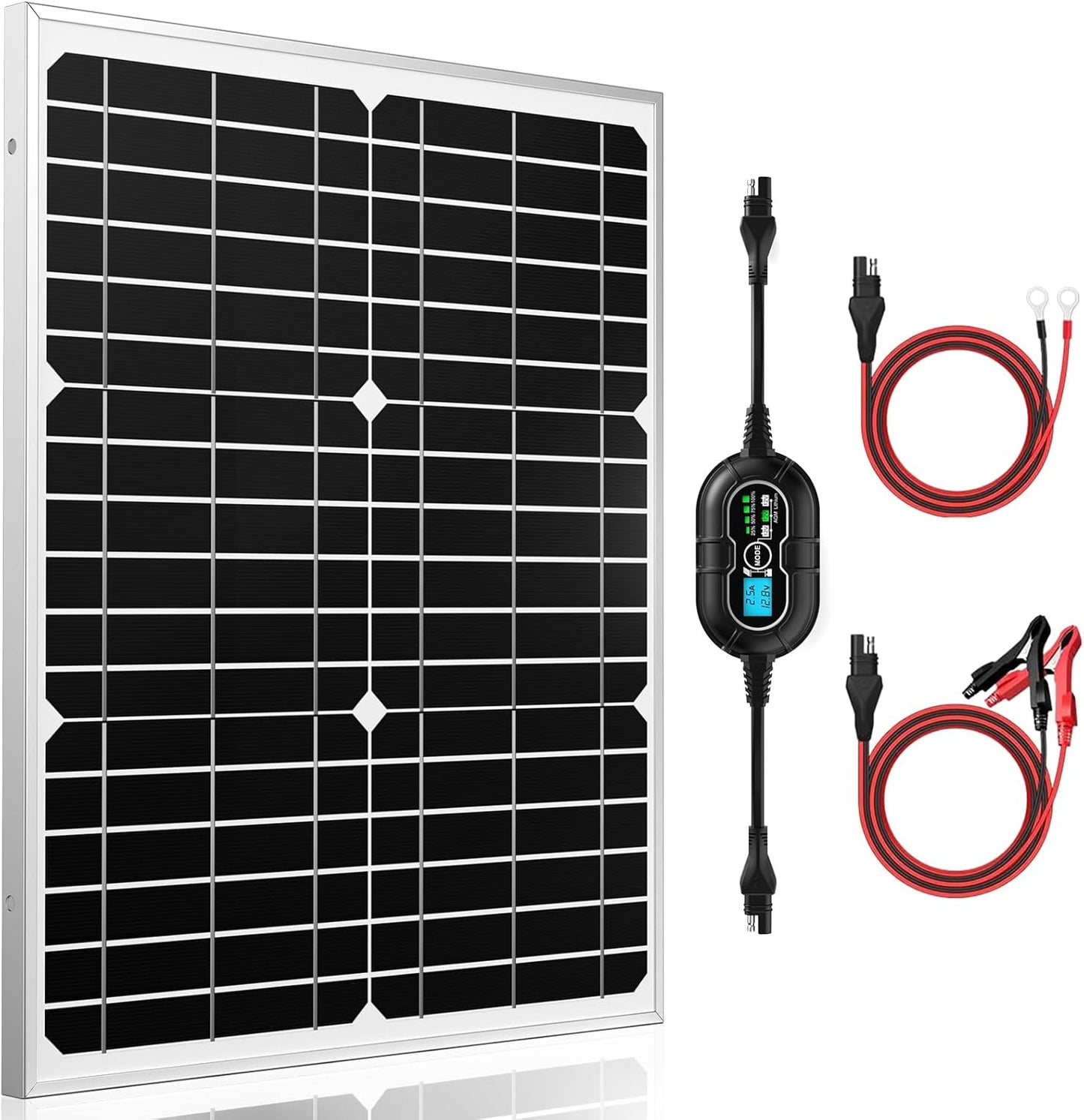 SUNER POWER 12V Solar Panel Kit 50W, High Efficiency 50 Watt Solar Panel + Ultra-Smart 10A MPPT Charge Controller, Solar Battery Trickle Charger Maintainer for Boat Car RV Motorcycle Marine Automotive