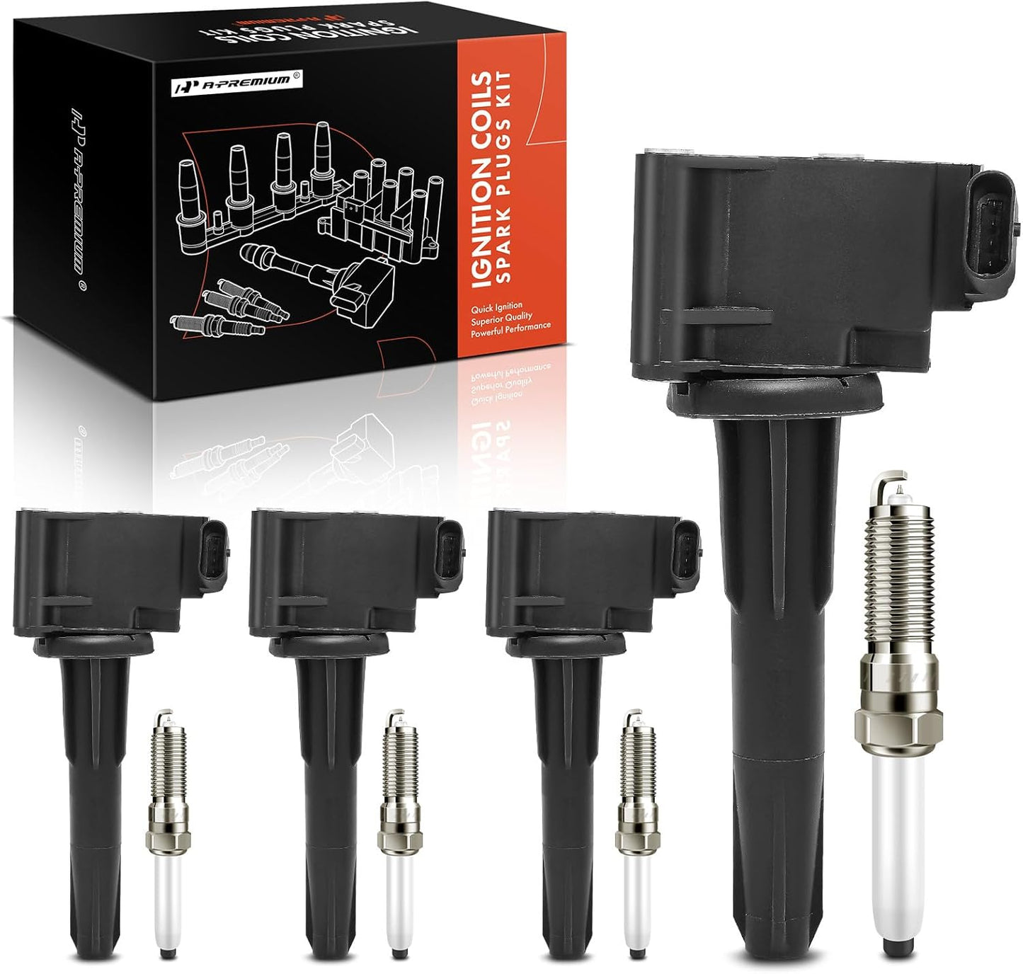 A-Premium Set of 8 Ignition Coil Pack and Iridium Spark Plugs Compatible with GMC Acadia 2020-2021 & Chevrolet Blazer 2020-2021 & Cadillac XT4 2019-2021, CT6 2019, CT5 2020-2021, CT4 2020-2021