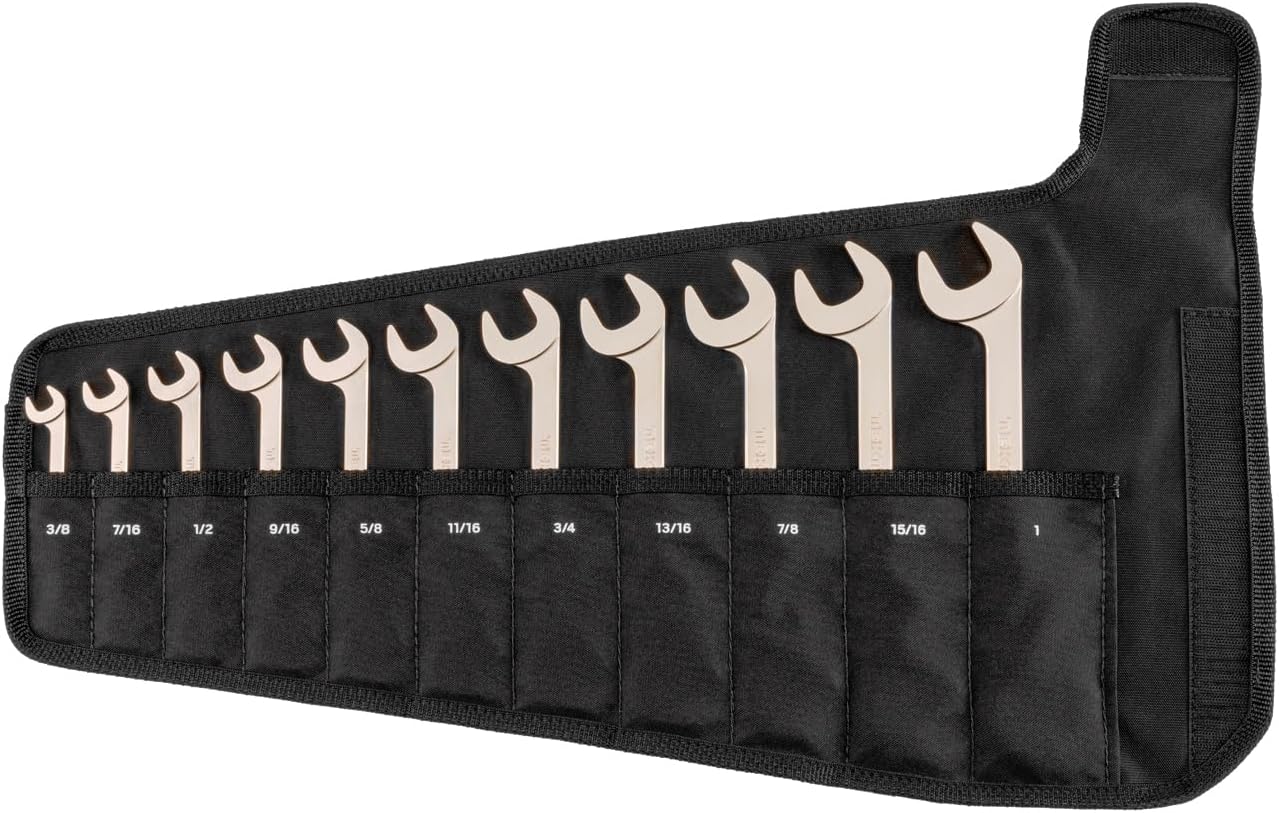 TEKTON Angle Head Open End Wrench Set with Pouch, 16-Piece (10-27 mm) | WAE92402 | Made in USA