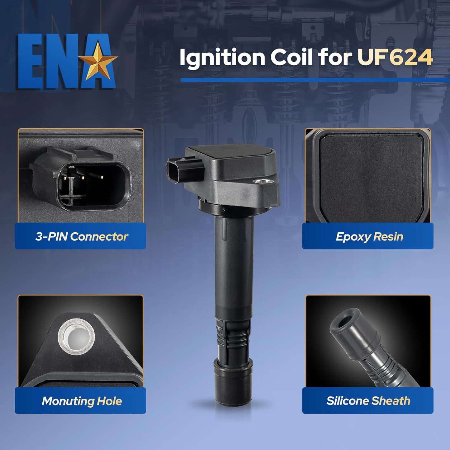 Set of 6 UF624 Ignition Coil Pack and 93175 Iridium Spark Plug Compatible with Honda Odyssey Accord Crosstour Pilot Ridgeline Acura RL TL TSX 3.5L V6 2008 2009 2010 2011 2012 2013 2014 2015 2016 2017