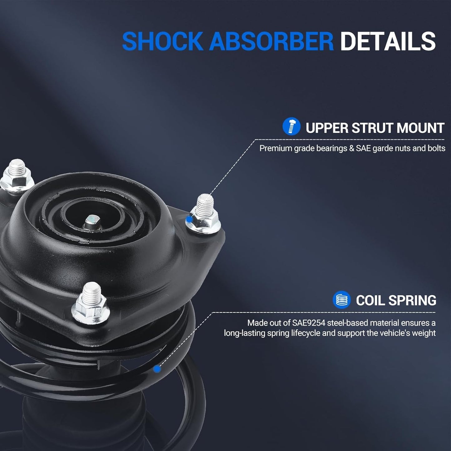 Autoround Front Complete Strut & Coil Spring Assembly Compatible with Hyundai Elantra 2011 2012 2013 2014 2015 2016 172709 172708