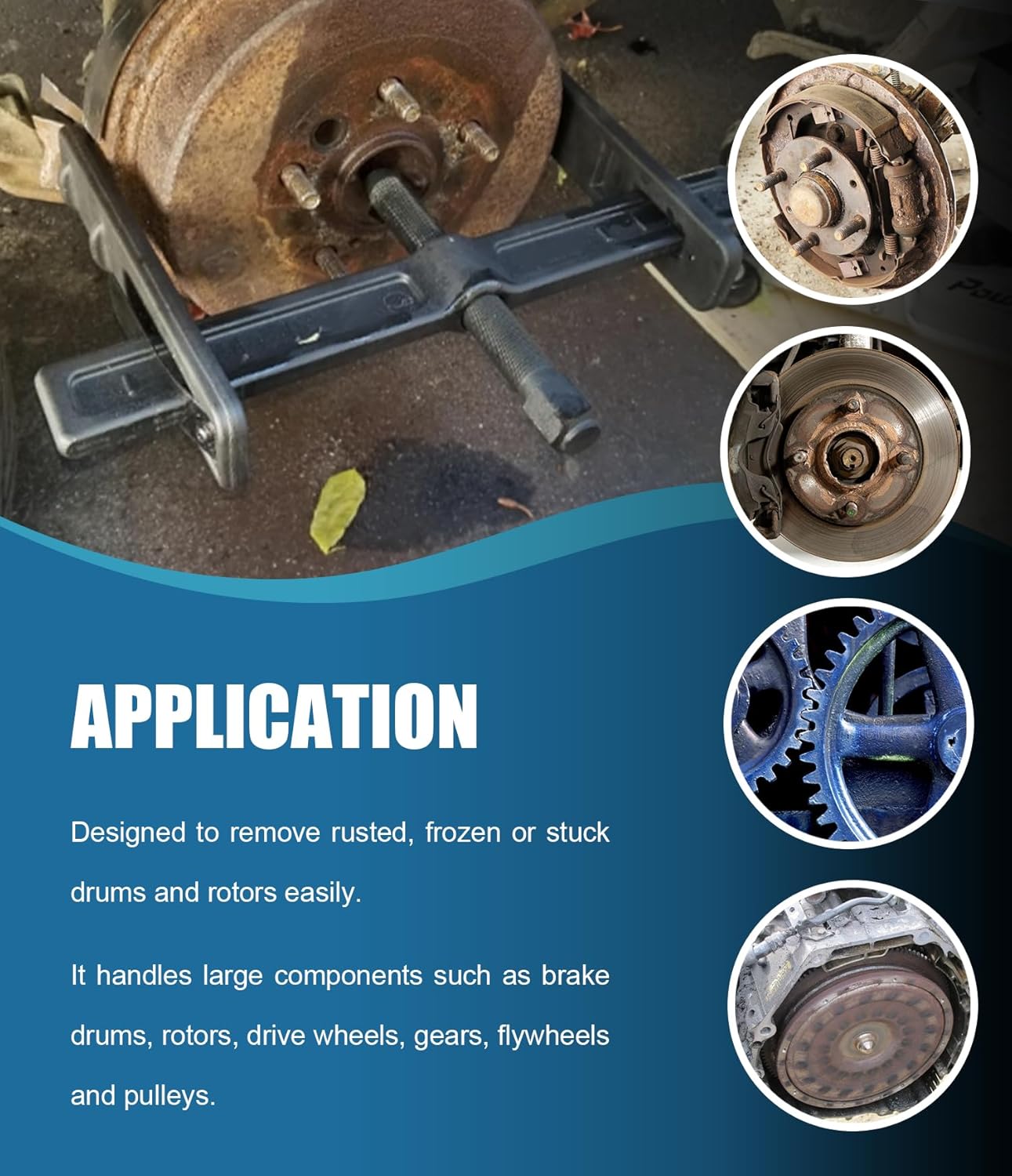6980 Drum and Rotor Puller, Drum Brake Hub Puller for Removing Hub Drums, Rotors, Drive Wheels, Gears, Flywheels, Pulleys