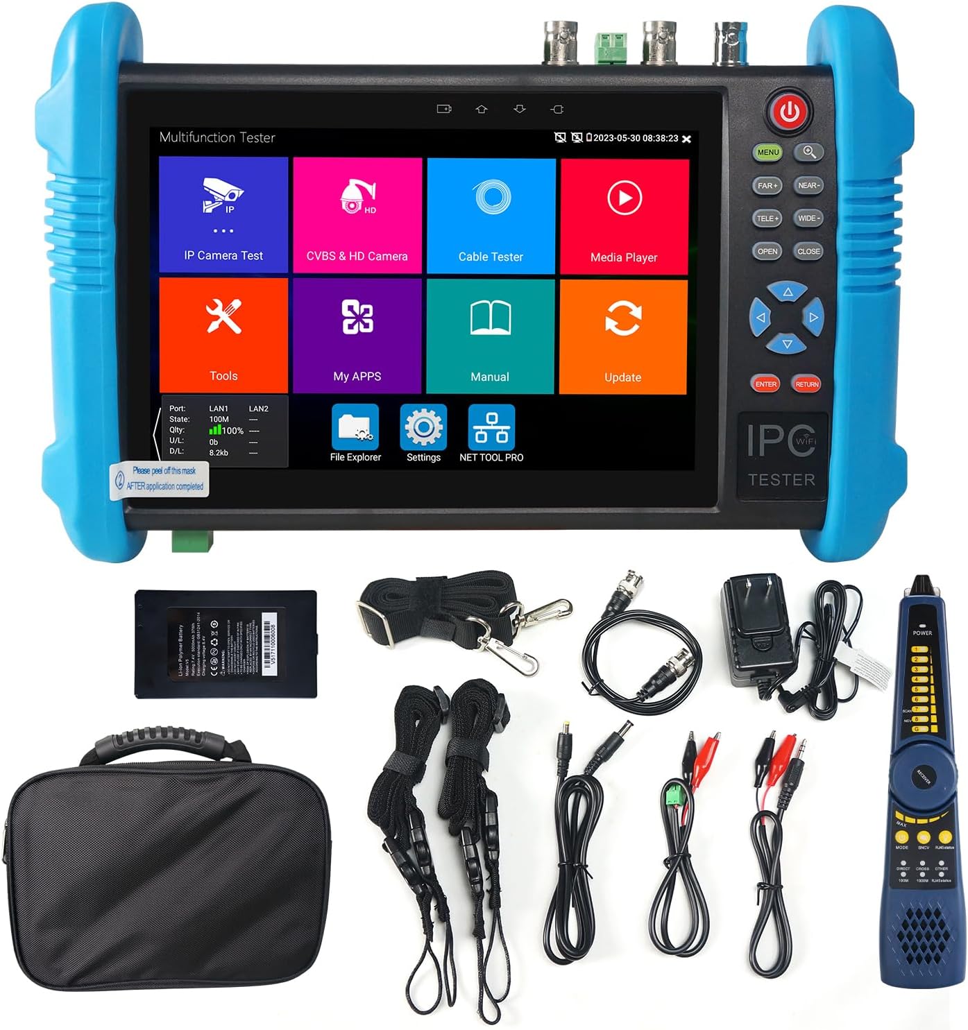 4K 12MP IP Camera Tester, WANLUTECH 90W PoE Power Output 8'' Touchscreen CCTV Test for 8MP TVI CVI AHD CVBS Cameras, SFP Test, RJ45 Cable TDR Test, WiFi Network Tools, HDMI VGA (E89)
