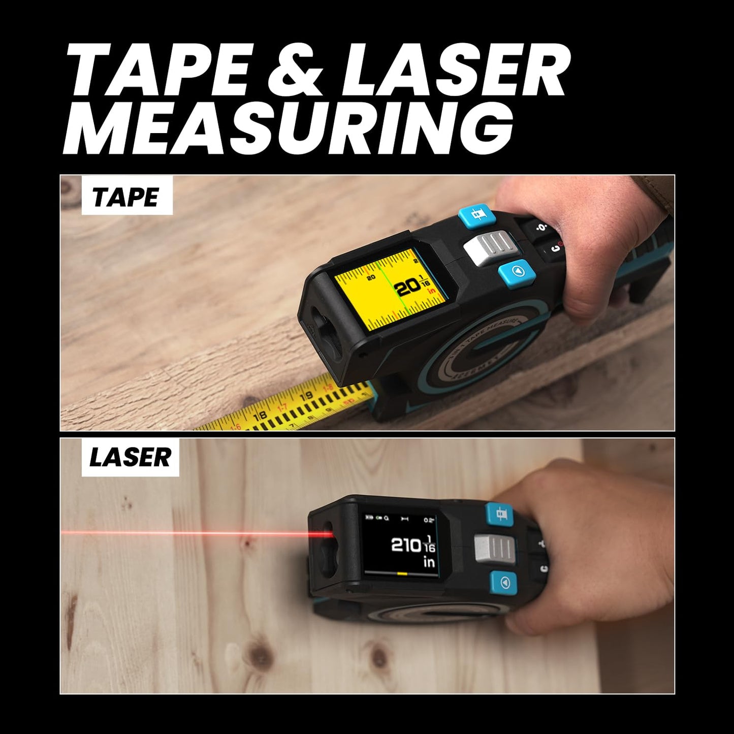 ACEGMET DTX10 Digital Tape Measure - Laser Measurement Tool & Auto Lock Tape with Instant Digital Readout, Green Aligning Laser & Incremental Measurement, USB C Rechargeable | Swappable Battery