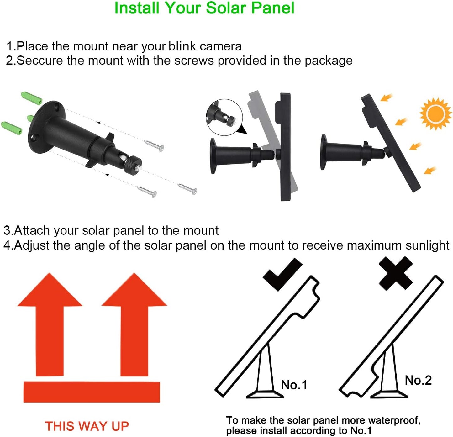 7W Solar Panel for Blink Outdoor 4 (4th Gen)/Blink Outdoor (3rd Gen) XT3 and Blink XT/XT2 Camera,11.8Ft Outdoor Power Cable and Adjustable Mount-3Pack
