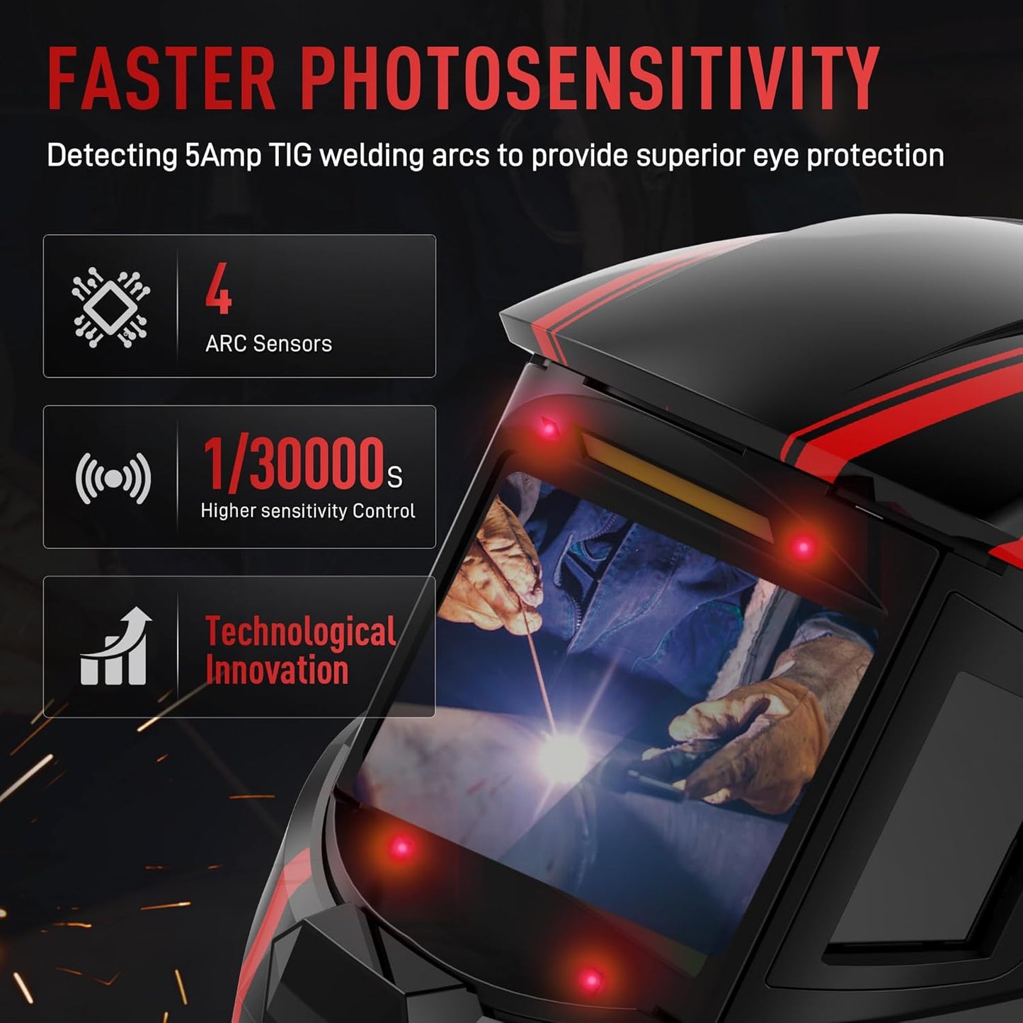 ANDELI 180°Panoramic Welding Helmet Auto Darkening 4.53"X3.23" with Side View, Welding Hood Solar/Rechargeable Battery Powered Welder Mask, Upgraded Optical Clarity True Color Wide Shade 4/5-9/9-13