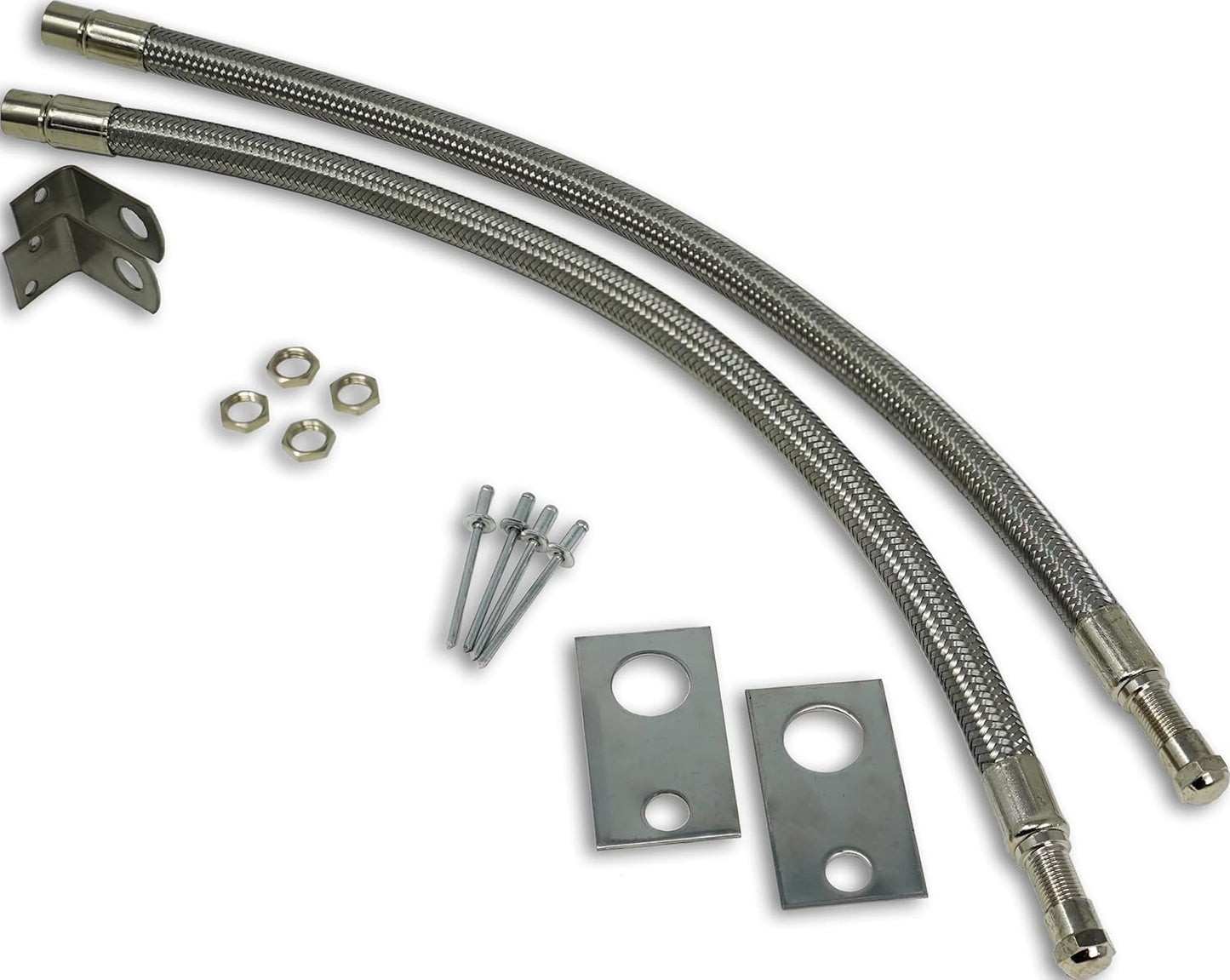 TireMinder 16-19.5 Inch Braided Steel Valve Extender Kit for Dually Wheels, Hub Mounted, 2 Pack