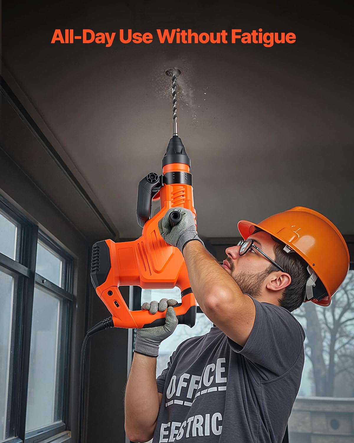 VEVOR 1-3/4" SDS-Max Rotary Hammer Drill, 13Amp Corded Drills, Heavy Duty Chipping Hammers w/Vibration Control & Safety Clutch, Electric Demolition Hammers, Power Tool For Concrete