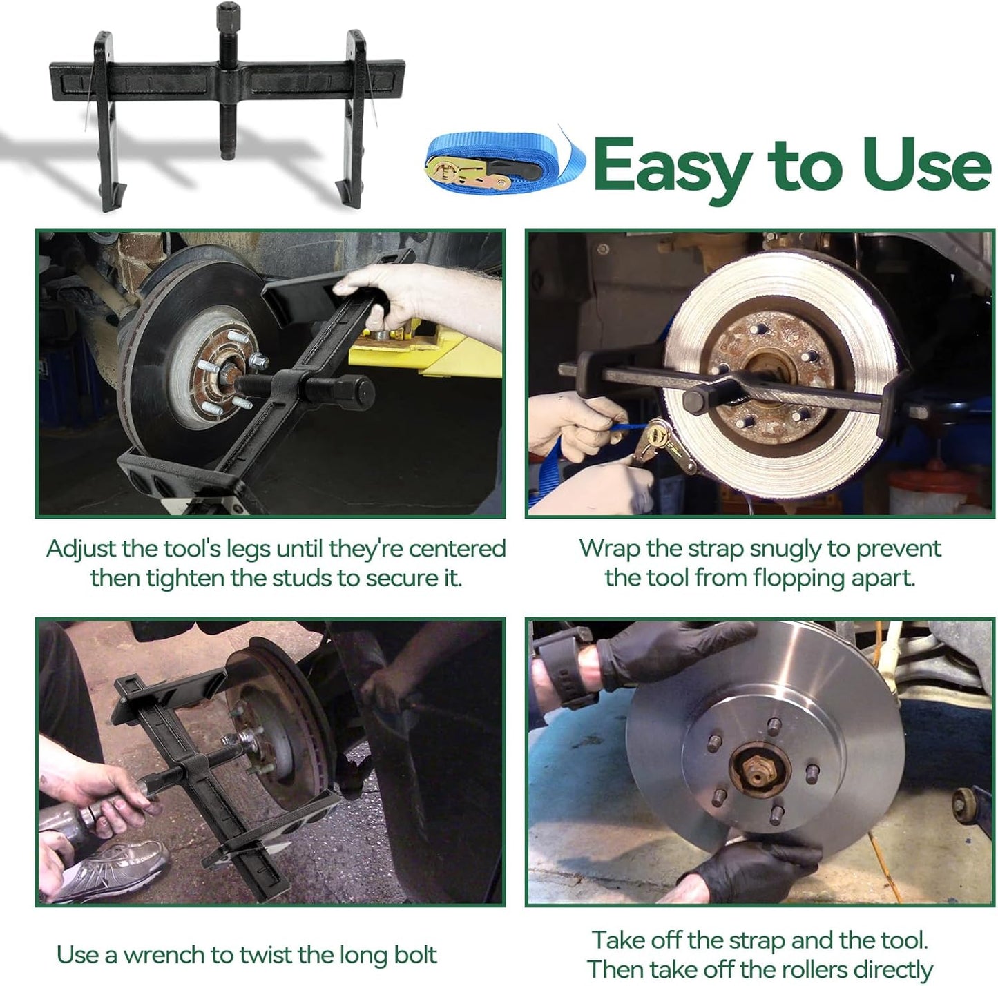 6980 Drum and Rotor Puller, Brake Rotor Removal Tool, Drum Brake Hub Puller for Removing Hub Drums, Rotors, Drive Wheels, Gears, Flywheels, Pulleys