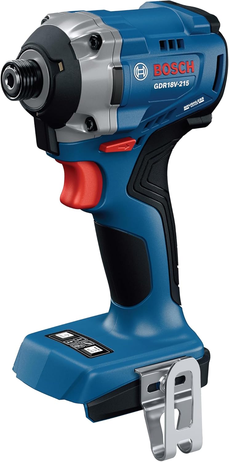 BOSCH GDR18V-215N 18V Brushless Impact Driver - 1,900 in-lbs Torque, 0-3,300 Impacts/Min, Compact Design,1/4 in Quick-Change Hex Drive (Bare Tool)