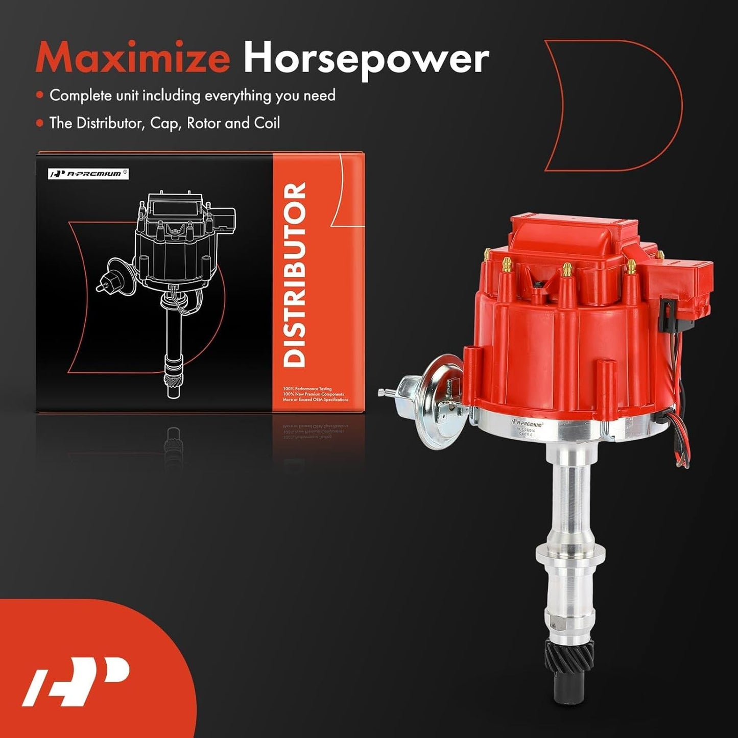 A-Premium Ignition Distributor with Cap and Rotor Compatible with Pontiac Firebird 1967-1977, Grand Am 1973-1975, Grand Prix 1962-1977, GTO 1964-1973, LeMans 1963-1977, Tempest 1963-1970, Bonneville