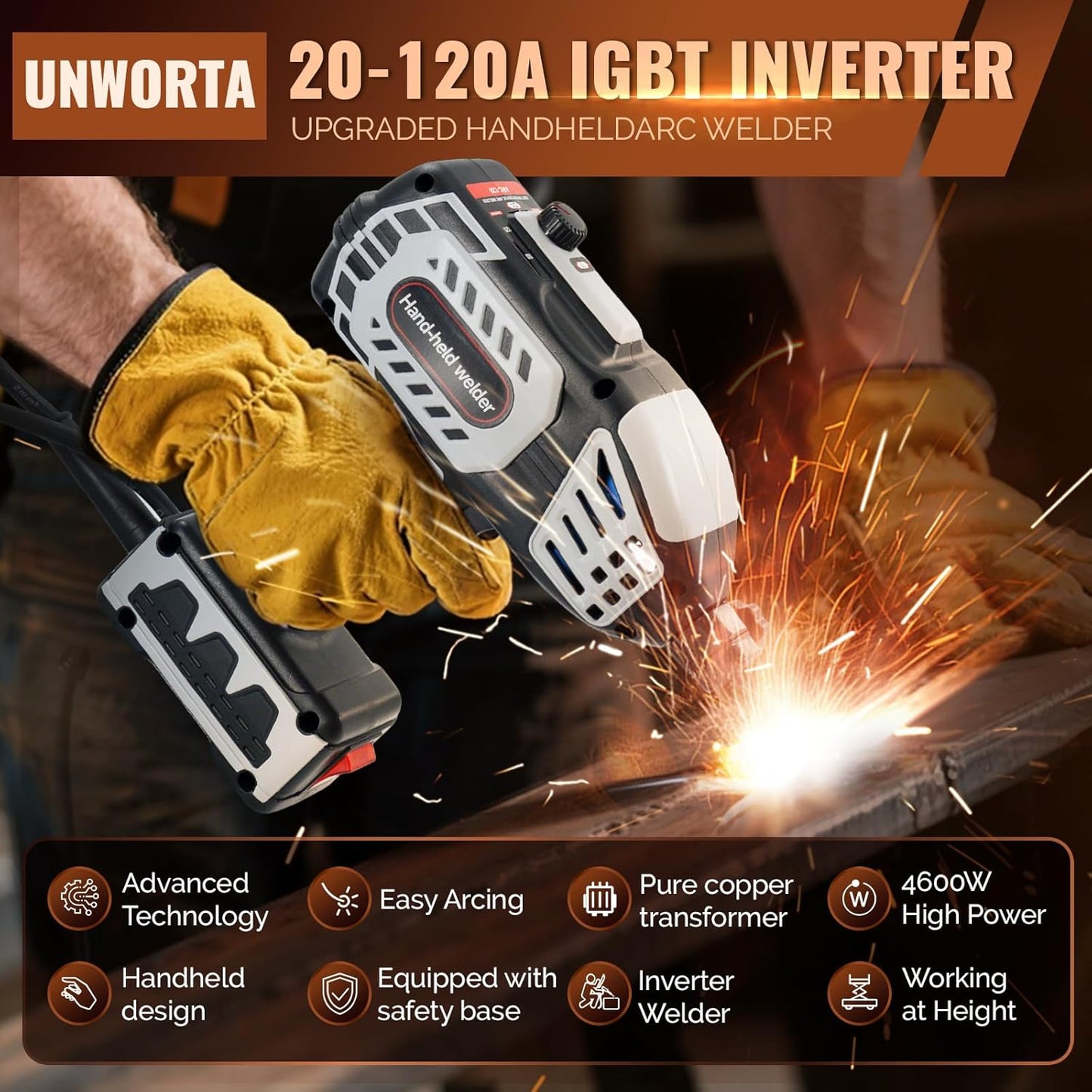 110V Portable Handheld Welding Machine, 20-120A Electric Welder Machine with IGBT Inverter 5 Variable Current Adjustment, Works with 3/32-1/8" Welding Rods (Upgraded)