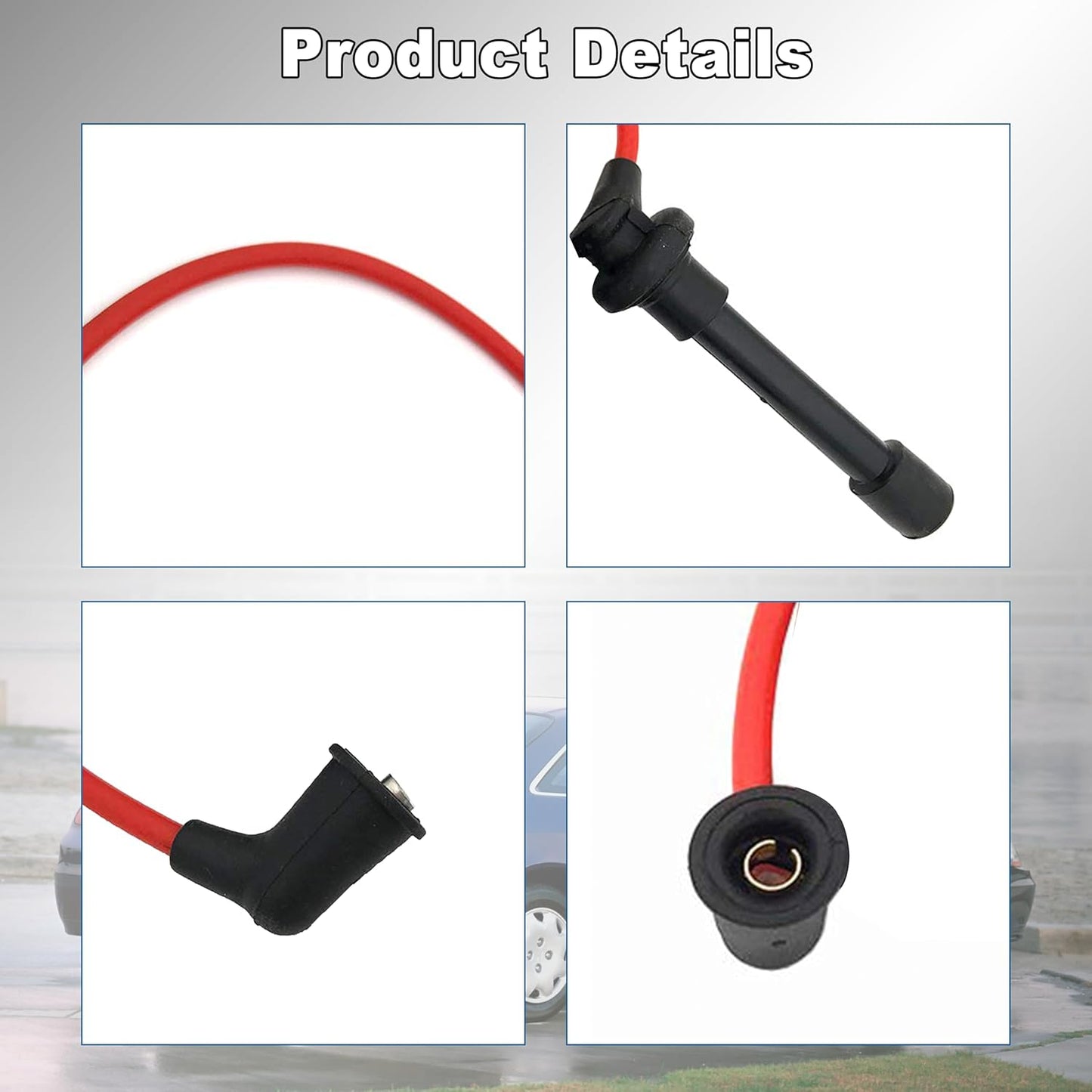ADP Premium Spark Plug Wire Set Igniton Silicone Performance Cable Leads Compatible with Acura Certain Accord Civic CL EL Isuzu Oasis 1994-2002 1.6L 2.2L 2.3L