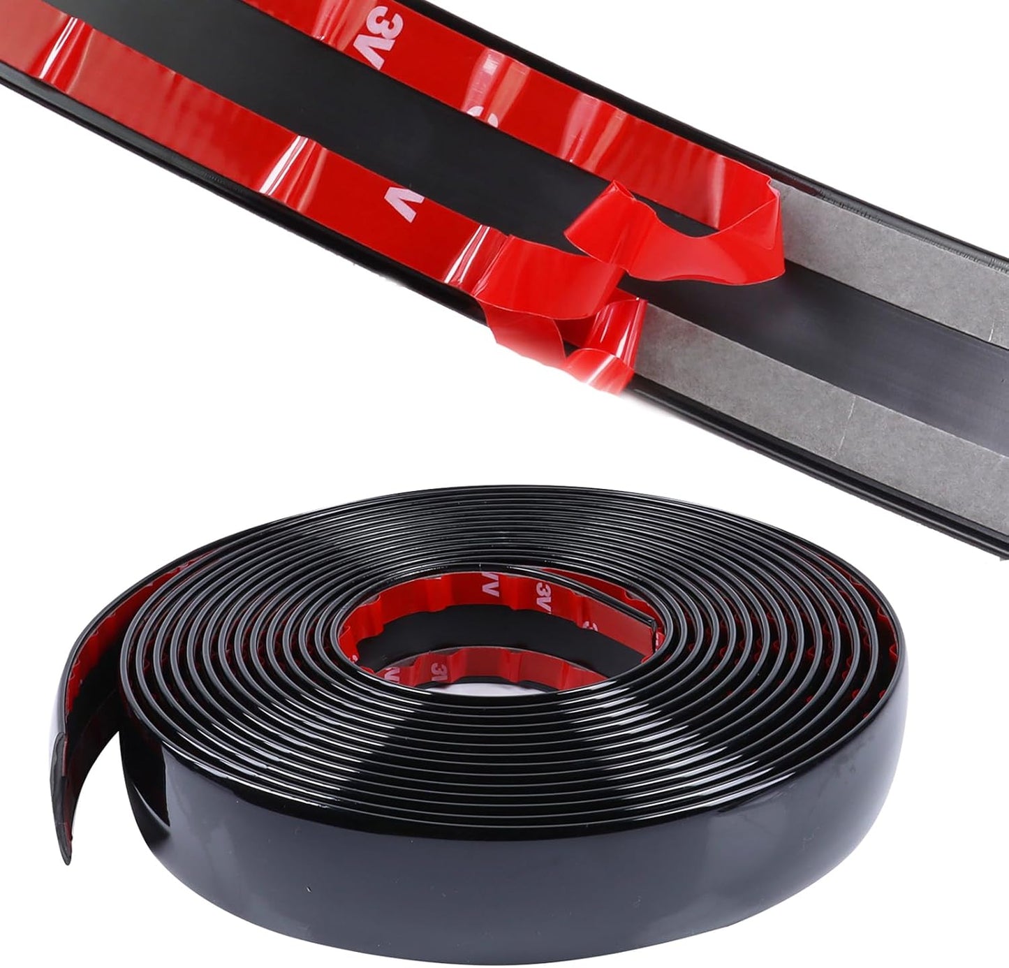 16FT Automotive Trim Molding 4"(100mm) Wide Heavy Duty Car Side Moldings UV-Protected Scratch-Proof for All Vehicles Body Door Window Bumper Self Adhesive, Glossy Black