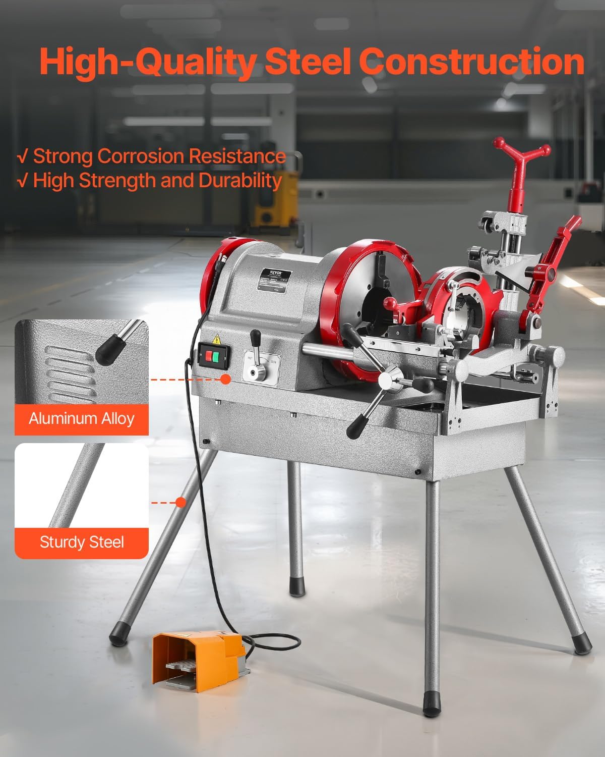 VEVOR Electric Pipe Threader Machine, 750W 28RPM Threading Cutting Machine, 1/2 to 2 inch Pipes Threading Cutter Tool with Foot Pedal for Plumbing, Automotive Repairs, Metalworking