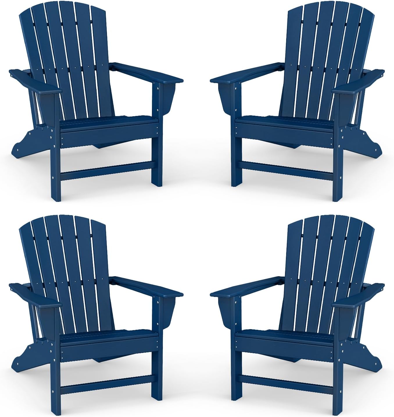 BRIOPAWS Adirondack-Chairs-Set of 4 | Fire Pit Chair | Oversized | HDPE Plastic | Weather Resistant | for Deck Outdoor Poolside Campfire | Blue