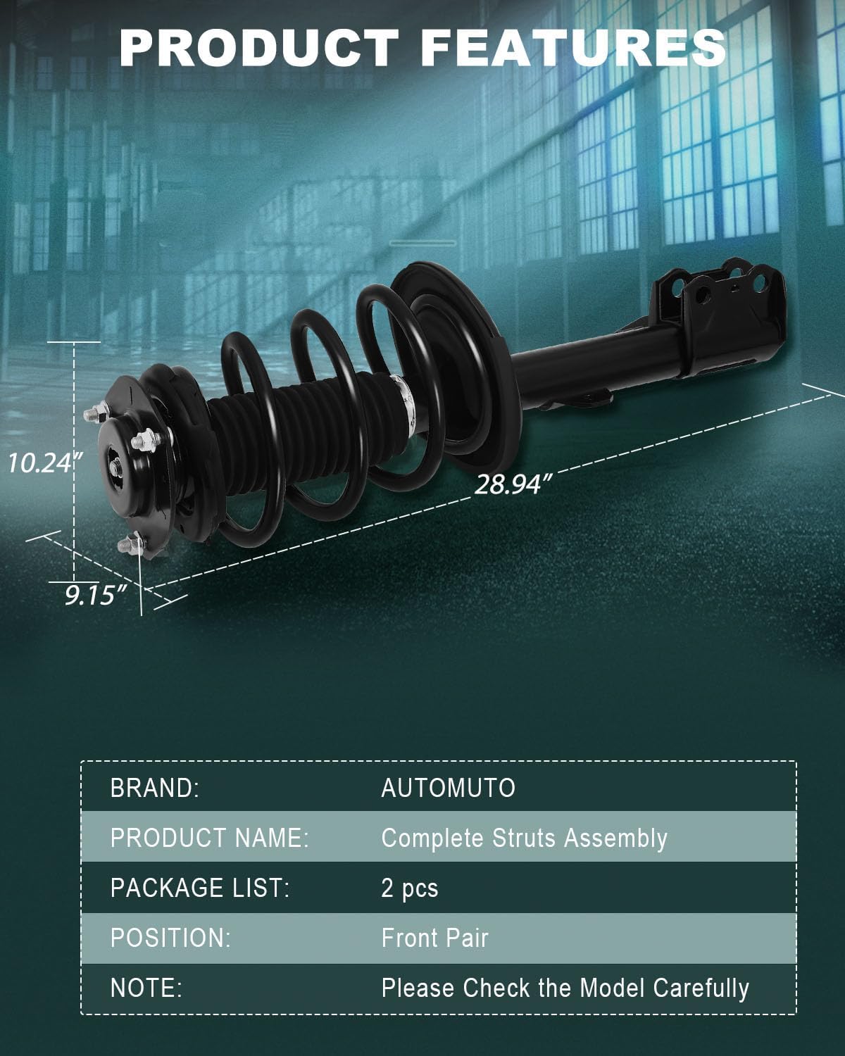 AUTOMUTO Strut Spring Assembly Front Struts Shock Absorber Fit for 2008-2013 for Toyota Highlander