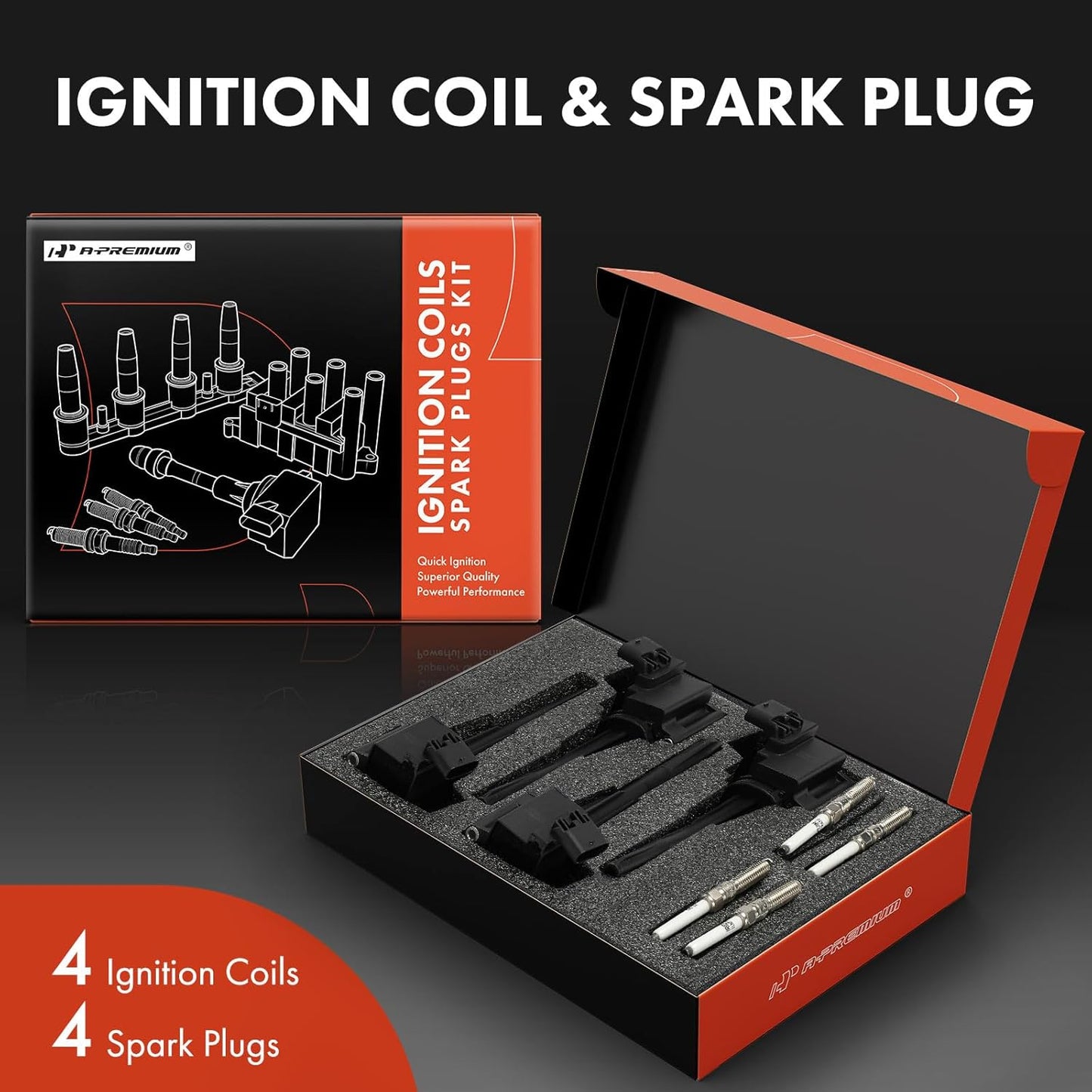 A-Premium Set of 8 Ignition Coil Pack and Iridium Spark Plugs Compatible with GMC Acadia 2020-2021 & Chevrolet Blazer 2020-2021 & Cadillac XT4 2019-2021, CT6 2019, CT5 2020-2021, CT4 2020-2021