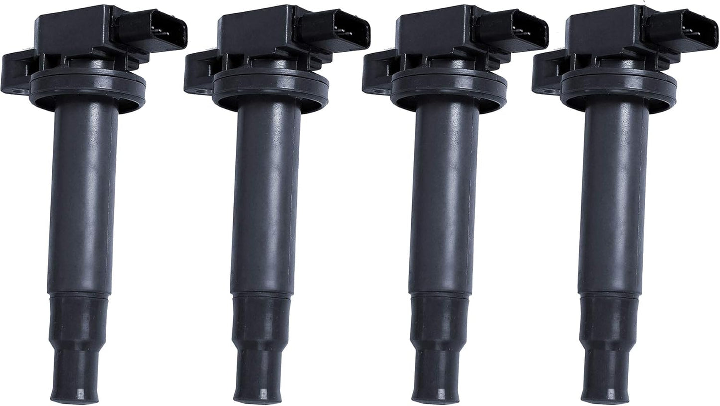 Set of 4 New Ignition Coil on Plug Pack With Boot Compatible with 04-06 Scion Xa/xB 00-05 Echo 01-09 Prius 06-12 Yaris 1.5L L4
