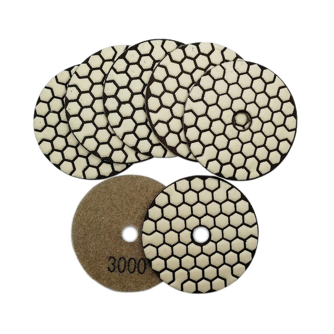 SHDIATOOL 5 Inch Dry Diamond polishing Pads Grit 50 for Granite Marble Quartz(7-Pack)
