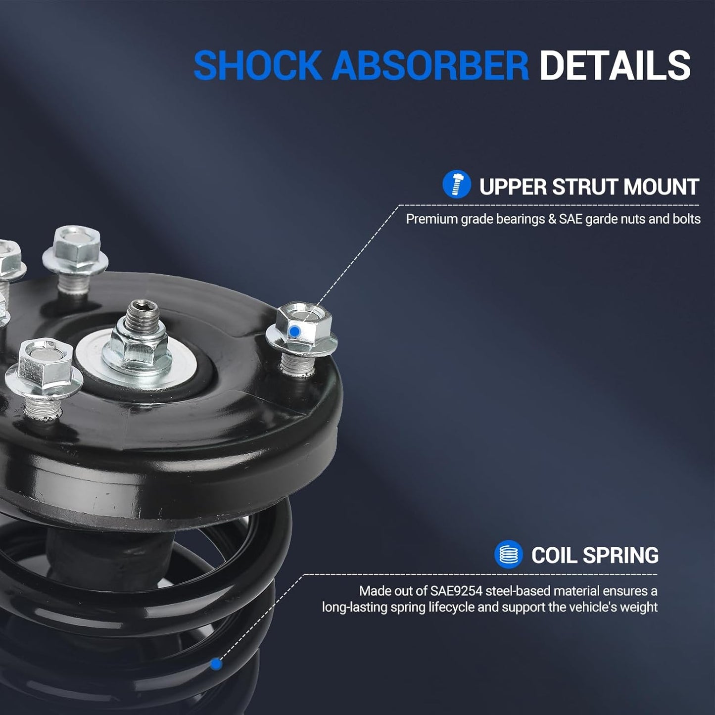 Autoround Front Complete Struts with Coil Spring Assembly Replacement for Honda Accord 2003 2004 2005 2006 2007-172123L 172123R