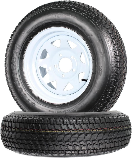 ST205/75D14 Trailer Tires with 14'' Rims, 5 Lug on 4.5'', Load Range C, 6PR