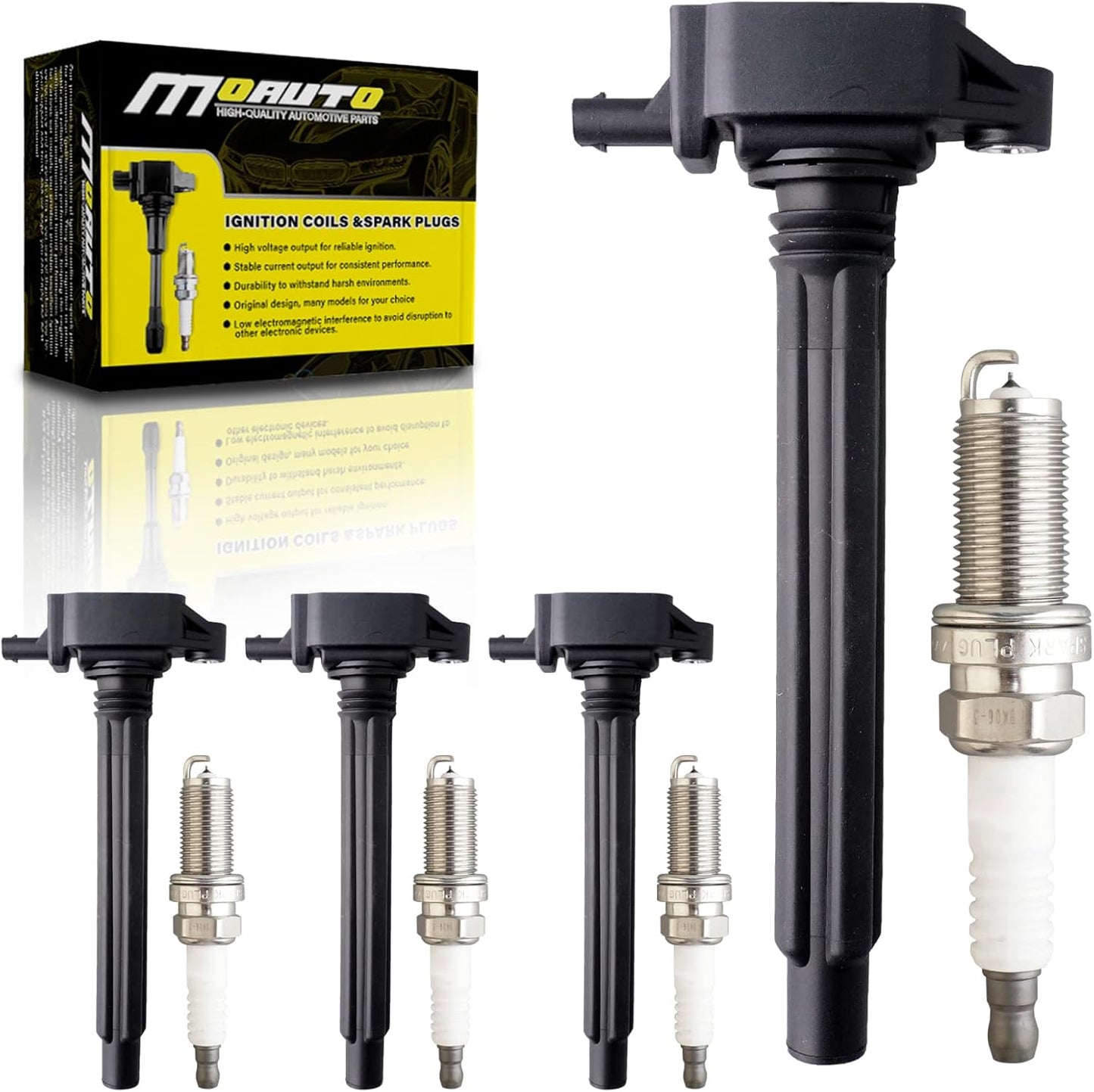 Set of 4 Ignition Coils Pack UF747 22433AA700 & 4 PCS Iridium Spark Plugs Compatible with Subaru XV Crosstrek Forester Legacy Outback - 2.0L 2.5L H4