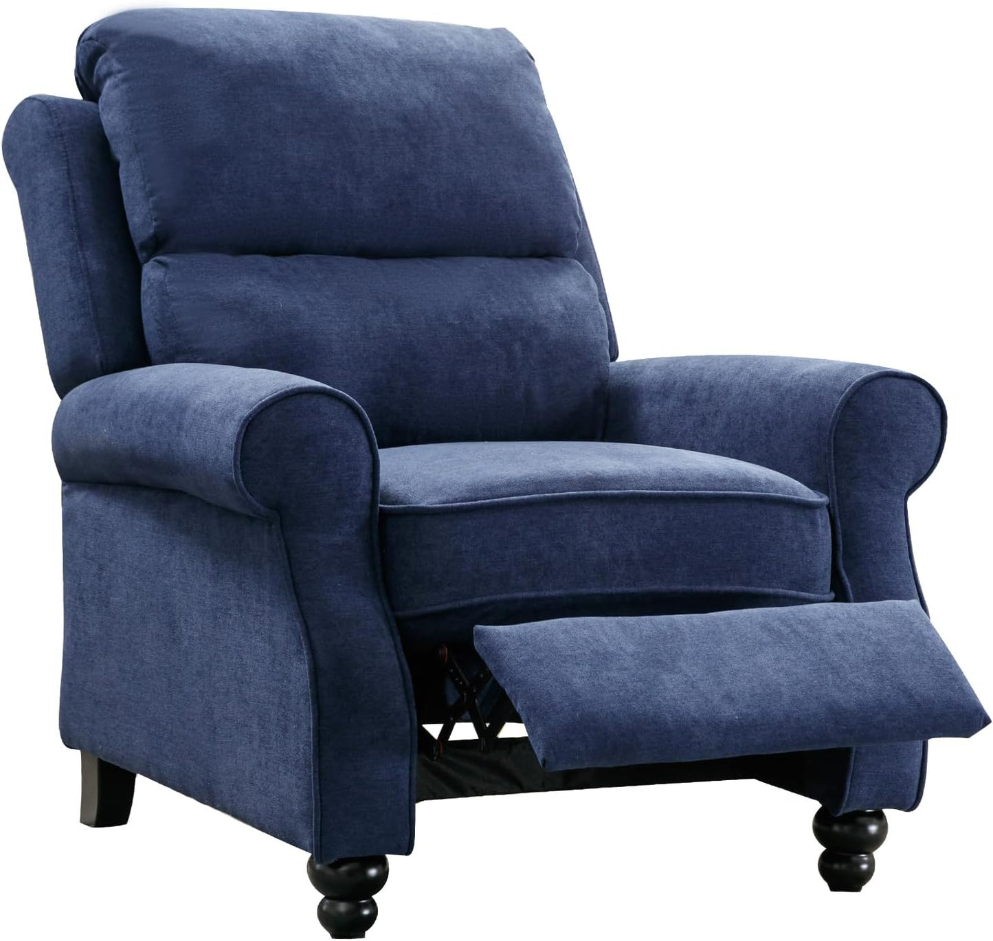 Bonzy Home Pushback Recliner Chair Set of 2, Push Back Reclining Chair with Padded Seat, Comfy Fabric Recliner for Living Room Bedroom Home Theater, Navy Blue