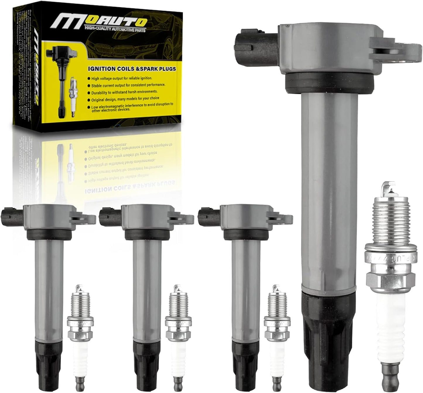 Set of 4 Ignition Coils Pack UF781 3052059B013 & 4 PCS Iridium Spark Plugs Compatible with Honda Accord CR-V Civic Insight RDX 2017-2021 1.5L 2.0L