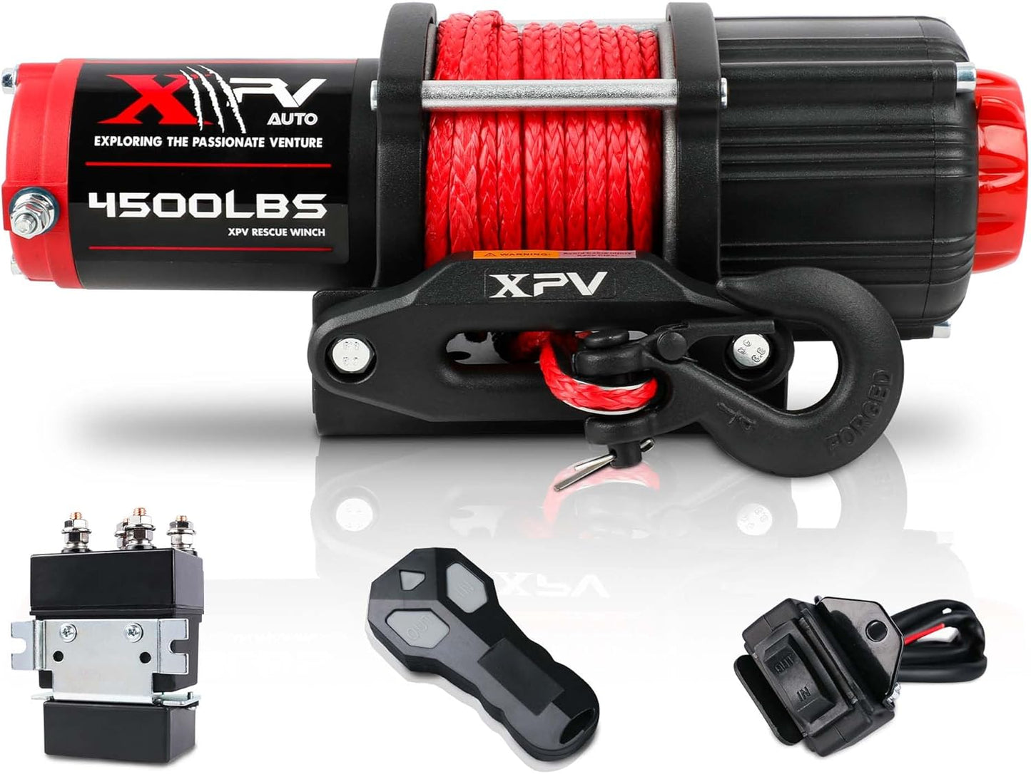 2500lbs Synthetic Winch with Remote Control & Mounting Plate ATV UTV Towing Trailer Winch Off-Road