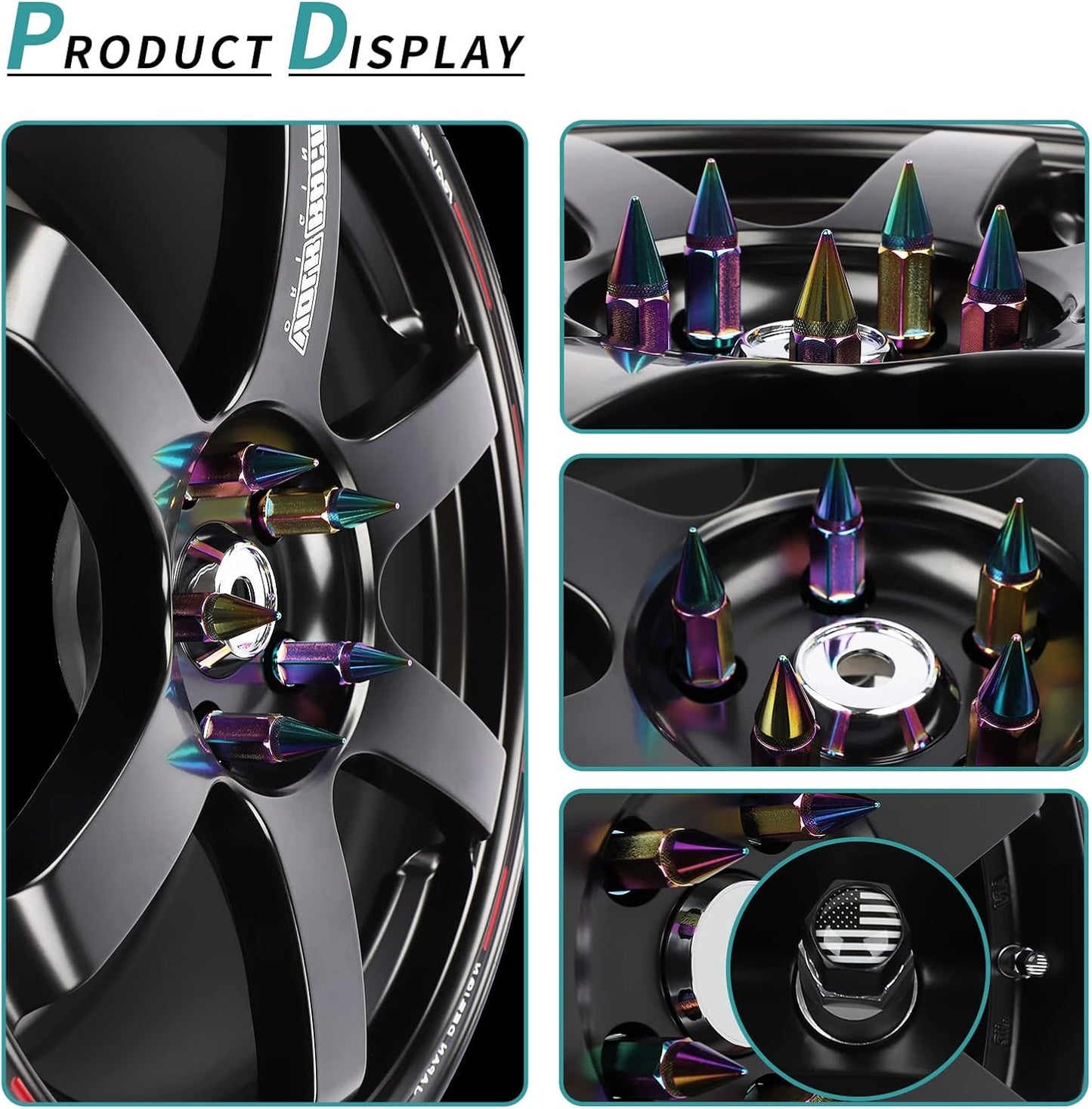 20PCS M12x1.5 Anti Theft Wheel Spikes Lug Nut,Replacement for 2006-2019 Fusion,2012-2019 Focus,2001-2019 Escape Aftermarket Wheel(Neo Chrome)