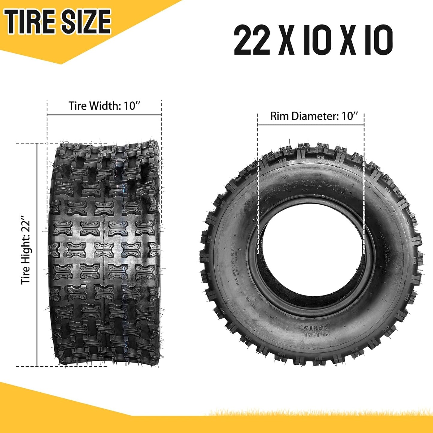 SUNROAD 2pcs 22x10-10 ATV UTV Tires LRC 22-10-10 22x10x10 6PR all-terrain Sports Tires Tubeless