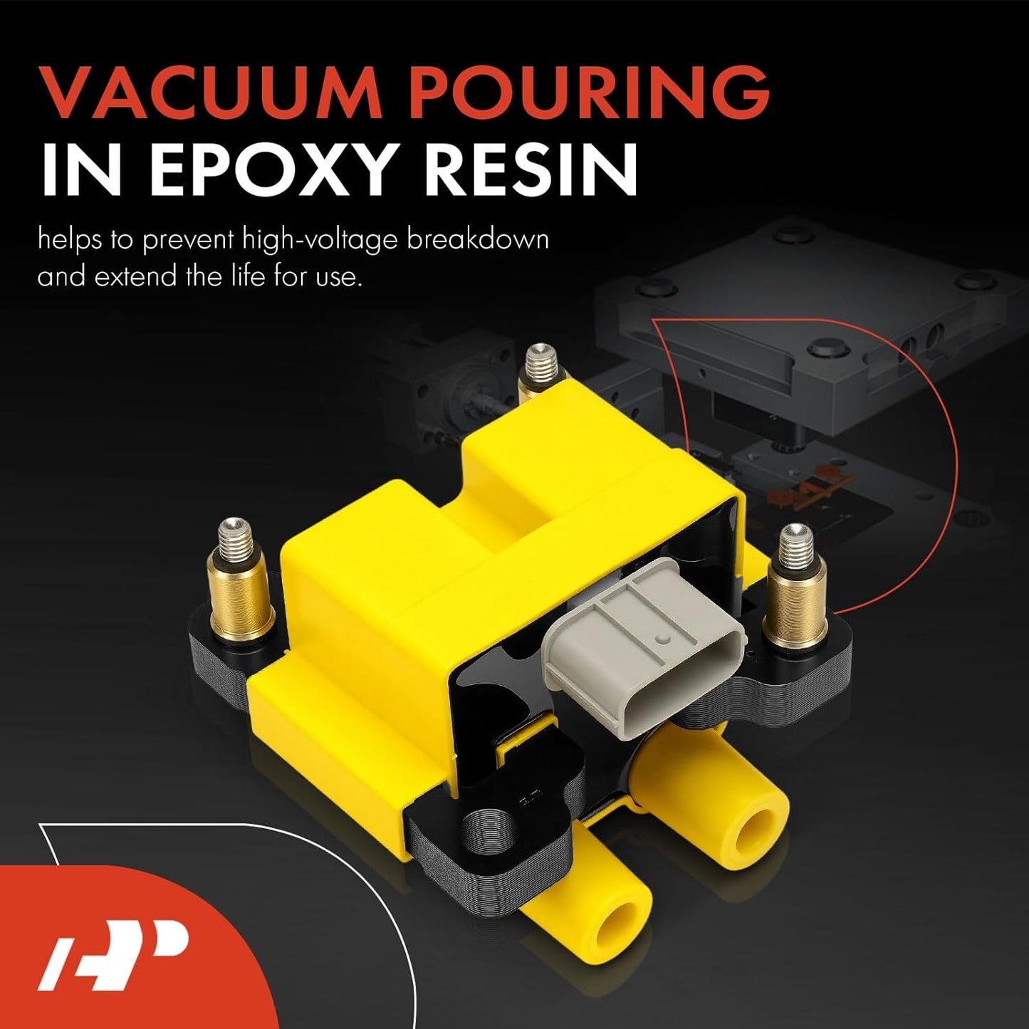 A-Premium Yellow Engine Ignition Coil Pack Compatible with Subaru Forester 2009-2010, Impreza 2011, 2.5L, Naturally Aspirated