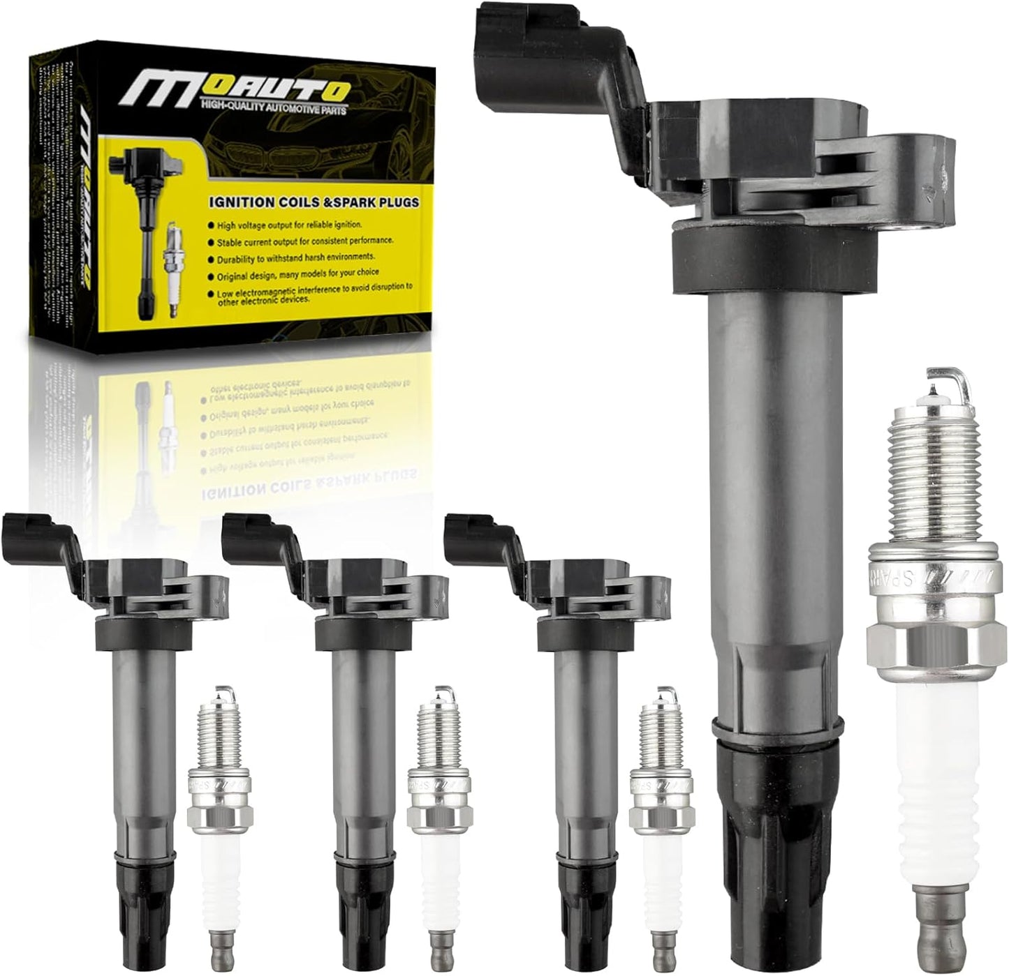 Set of 4 Ignition Coils Pack UF781 3052059B013 & 4 PCS Iridium Spark Plugs Compatible with Honda Accord CR-V Civic Insight RDX 2017-2021 1.5L 2.0L