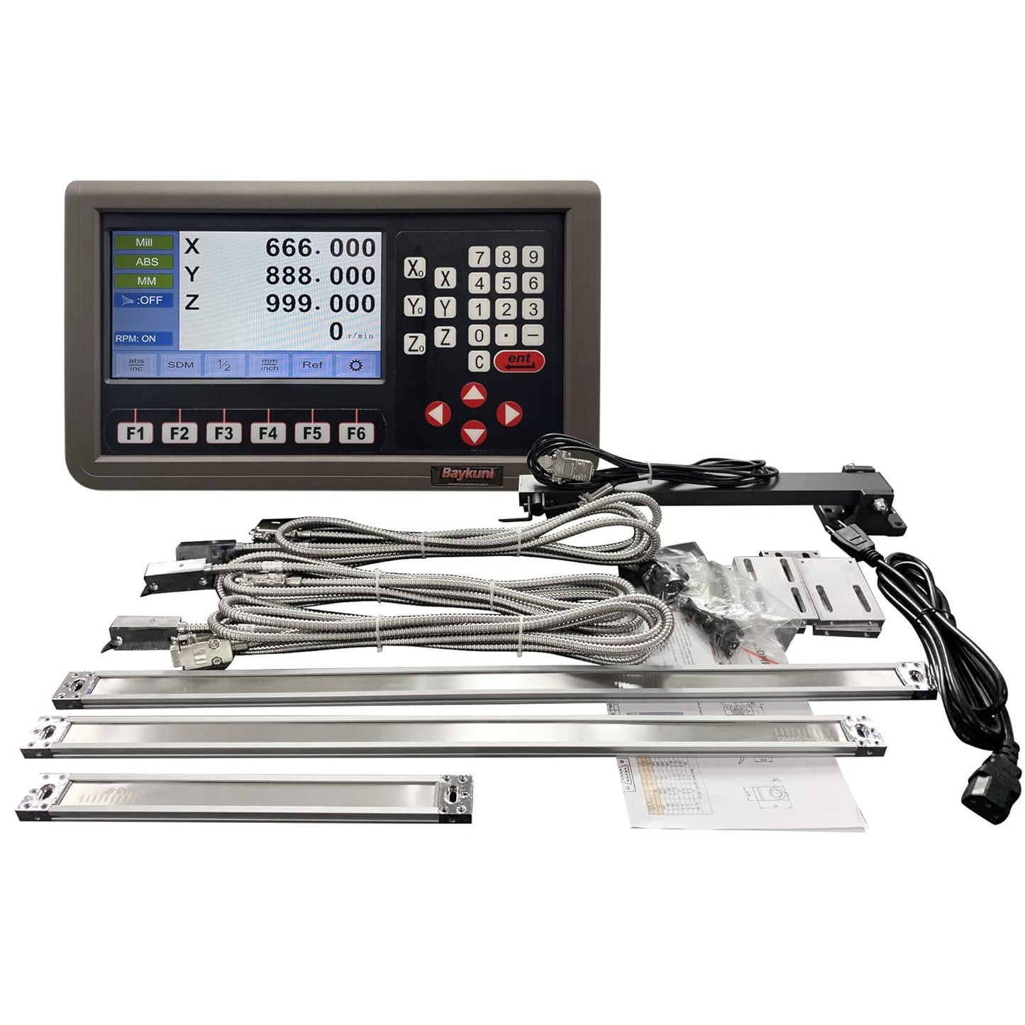 3 Axis DRO LCD Screen Metal Shell Digital Readout Display for Bridgeport Mill MIlling Machine Lathe Machine Tools (D80M-3V RPM Hall Sensor)