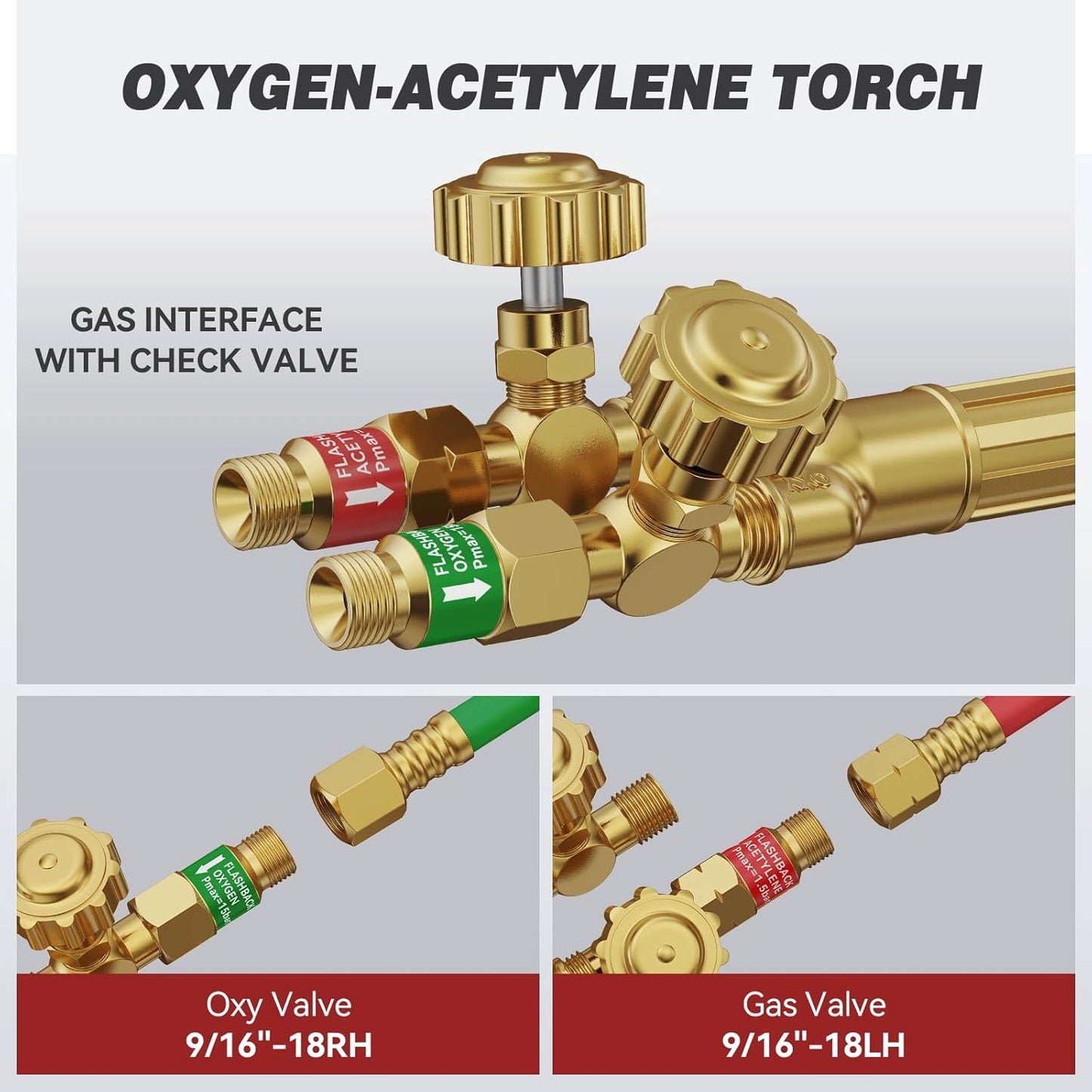 ARCCAPTAIN Oxy Acetylene Cutting Torch, Medium Duty CA1350 Cutting Welding Torch with Check Valve, Cutting Tip 1-3-101, Suitable for Automobile Repair and Metal Cutting