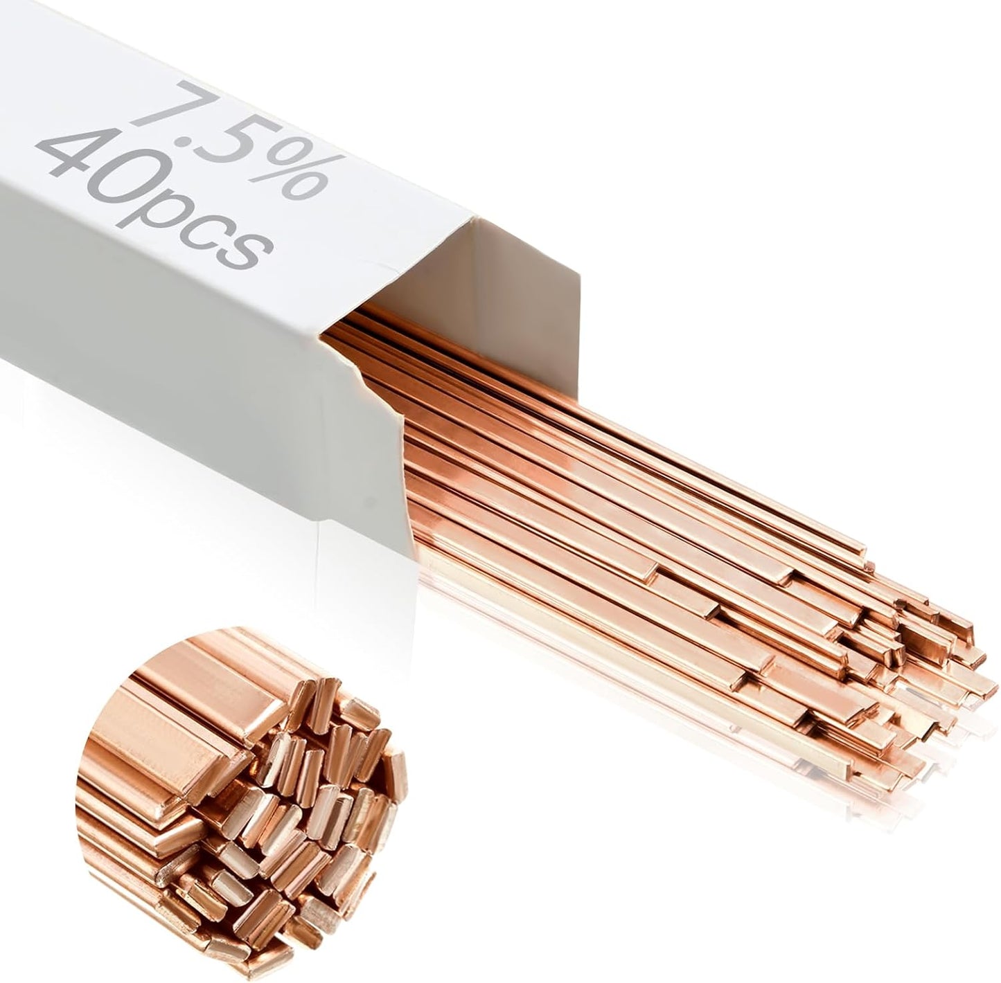 Tandefio 40 Sticks Brazing Rods AWS BCup-5 15% Silver Solder Phos Copper Brazing Alloys Flat Welding Rods Industry 0.050"x1/8"x10" for Air Conditioning Refrigerator Cold Storage HVAC Units