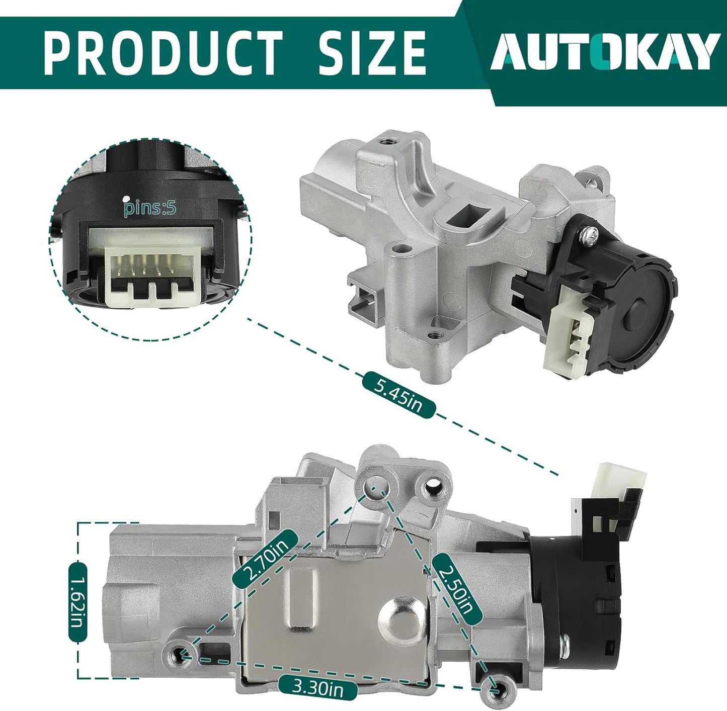 AUTOKAY 15795322 Ignition Lock Cylinder Housing W. Passlock Sensor Fits for Chevrolet Colorado for GMC Canyon Hummer H3 H3T Isuzu I-280 I-290 I-350 I-370 Replace # 15795321, 15795324, 19149942