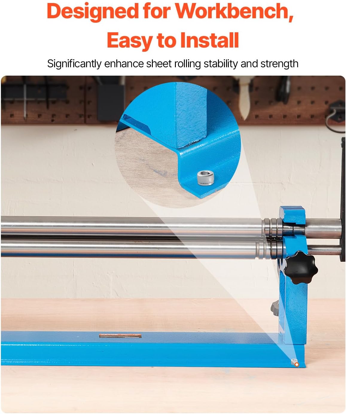 VEVOR Slip Roll Machine, 24-Inch Forming Width, 16 Gauge Capacity, Sheet Metal Slip Roller with 2 Detachable Rollers, Bending Round Machine, for Aluminum Alloy Sheet Low Carbon Steel Copper Sheet