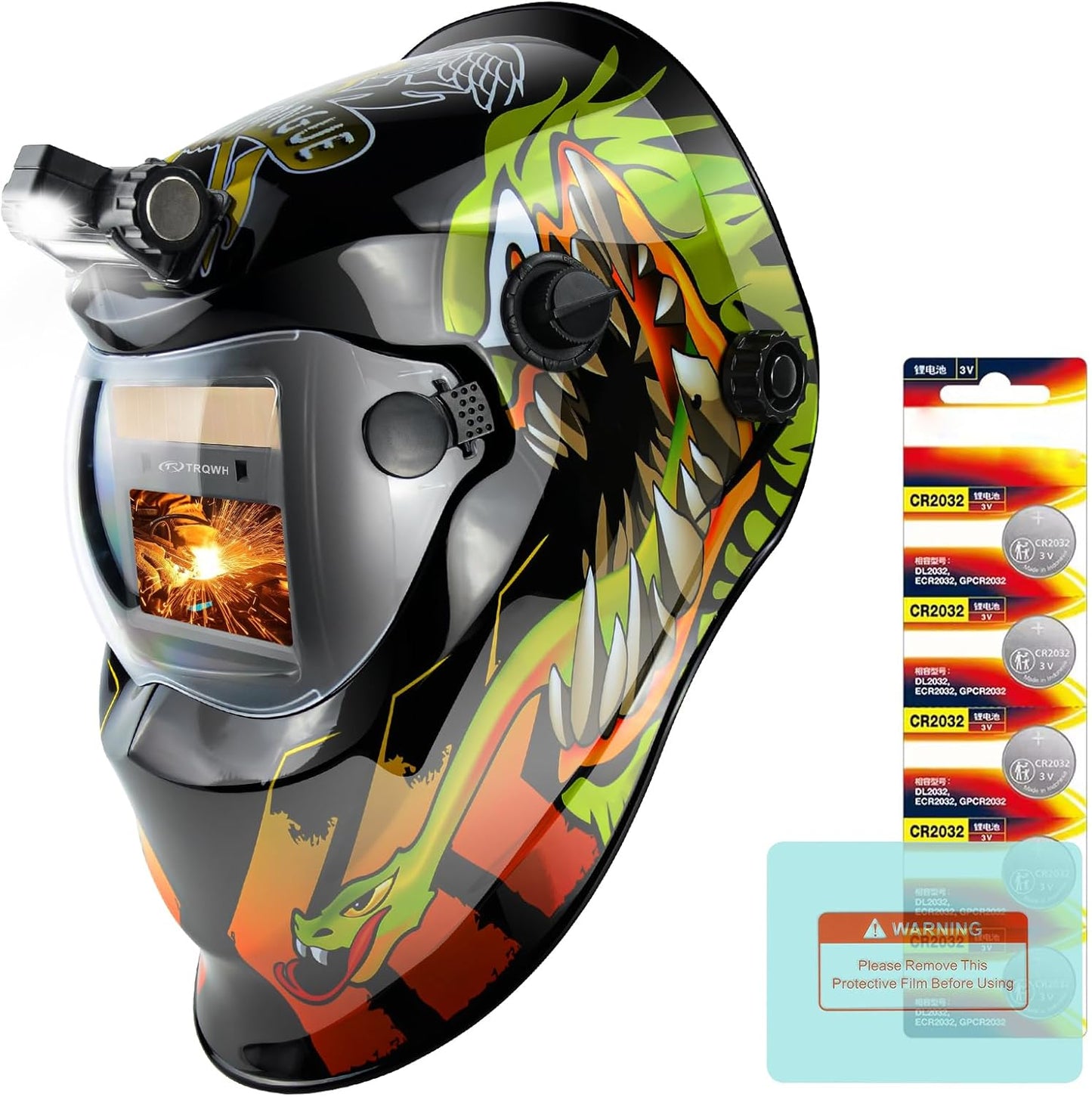 Auto Darkening Welding Helmet with Light Solar Powered True Color Welding Hood 2 Arc Sensor Wide Shade 9-13 Welding Mask with Extra Grinding Mode Weld Helmet (Red)