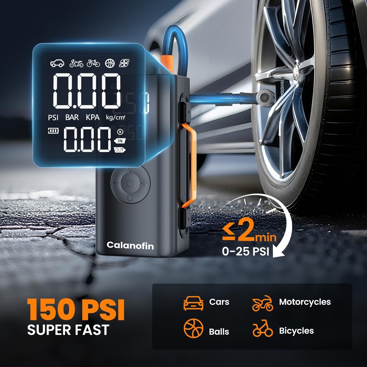 10-in-1 Jump Starter with Air Compressor, 5000A Portable Car Battery Booster for 10.0L Gas/8.0L Diesel, 150PSI Tire Inflator, Vacuum, Blower, Power Bank, LED Light, LCD Display, 12V Jump Box