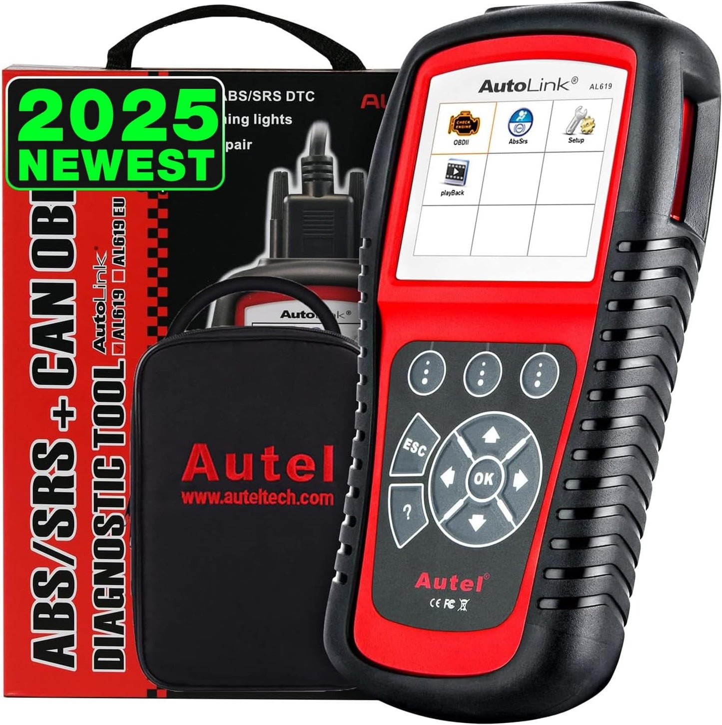Autel AutoLink AL619 Scanner, 2025 ABS SRS Airbag Warning Light Diagnostic Scan Tool, Up of AL519 ML519 ML619, 10 OBDII Test Modes, DTCs Lookup, Live Data, Turn Off Check Engine Light OBD2 Code Reader