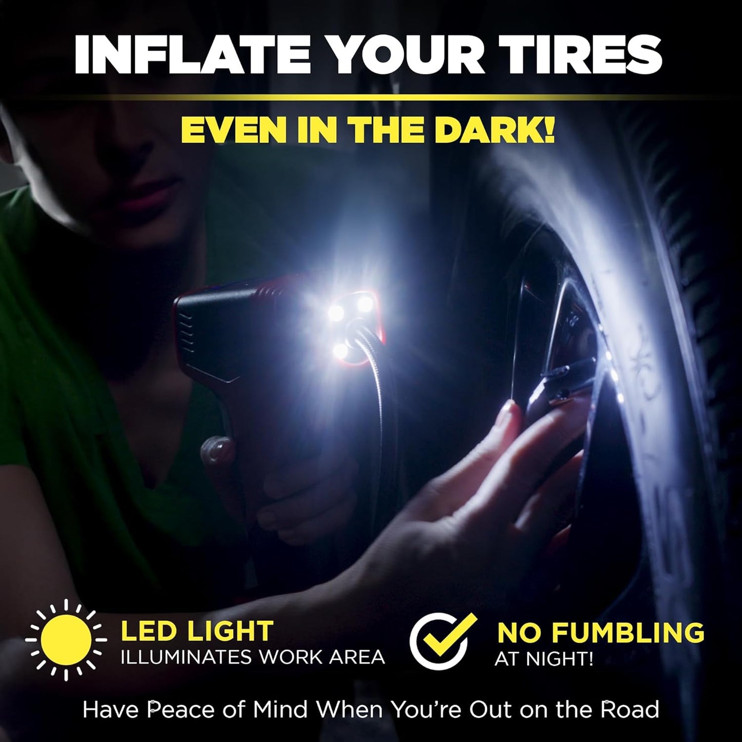 Bullseye Pro Max Deluxe Tire Inflator Portable Air Compressor, Portable Air Pump for Car Tires, Car Tire Inflator Portable - 150PSI, 12V DC 2000 mAhs, Tire Pressure Gauge, Rechargeable As Seen On TV