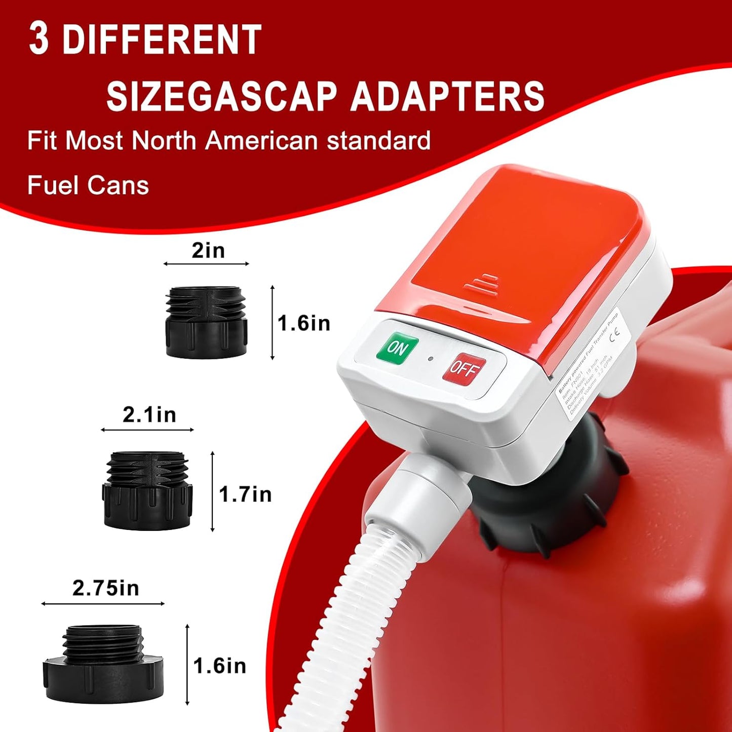 Automatic Gas Can Pump Battery Operated, Auto-Stop Sensor-3.2GPM,51'' Extra Long Hose, Portable Fuel Transfer Pump for Oil, Diesels, Gasoline(Note: Batteries and red oil drum not included)