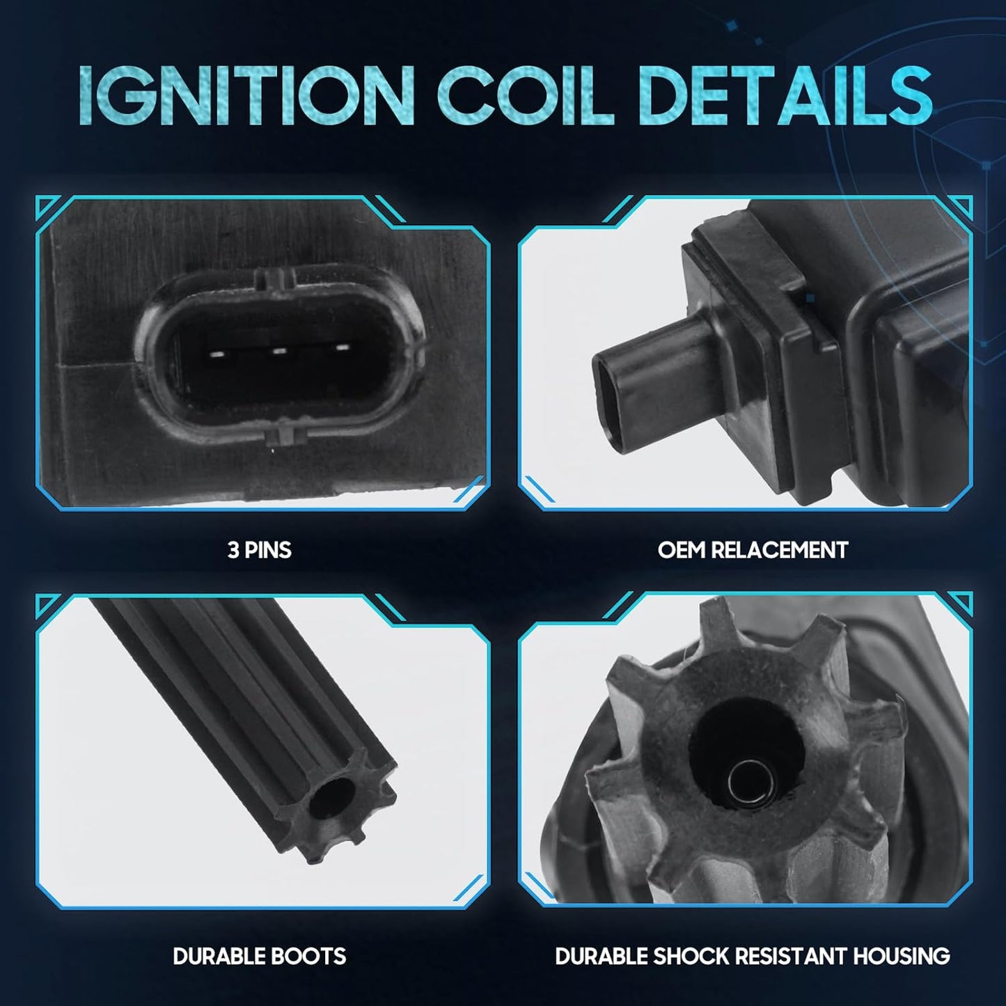 4PCS Ignition Coil Pack Compatible with Ford Lincoln Edge Escape Explorer Focus Fusion Taurus MKZ 2.0 2.3 L4, Replace for DG546 5C1873 C1816 UF670, Black