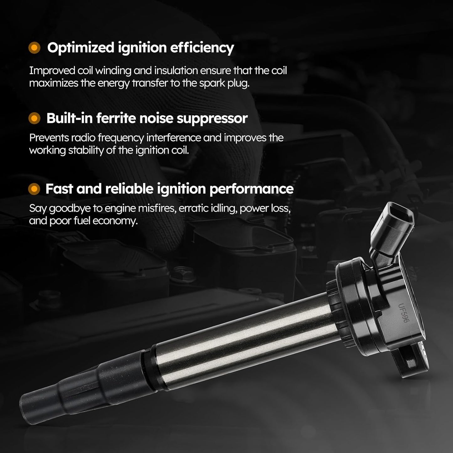 4PCS UF596 Ignition Coil Pack For TOYOTA 09-18 Corolla,09-14 Matrix,10-15 Prius,12-17 Prius V,18-19 C-HR/11-17 Lexus CT200h/08-14 Scion xD,2016 iM/09-10 Pontiac Vibe Replaces# UF619 C1714 GN10341